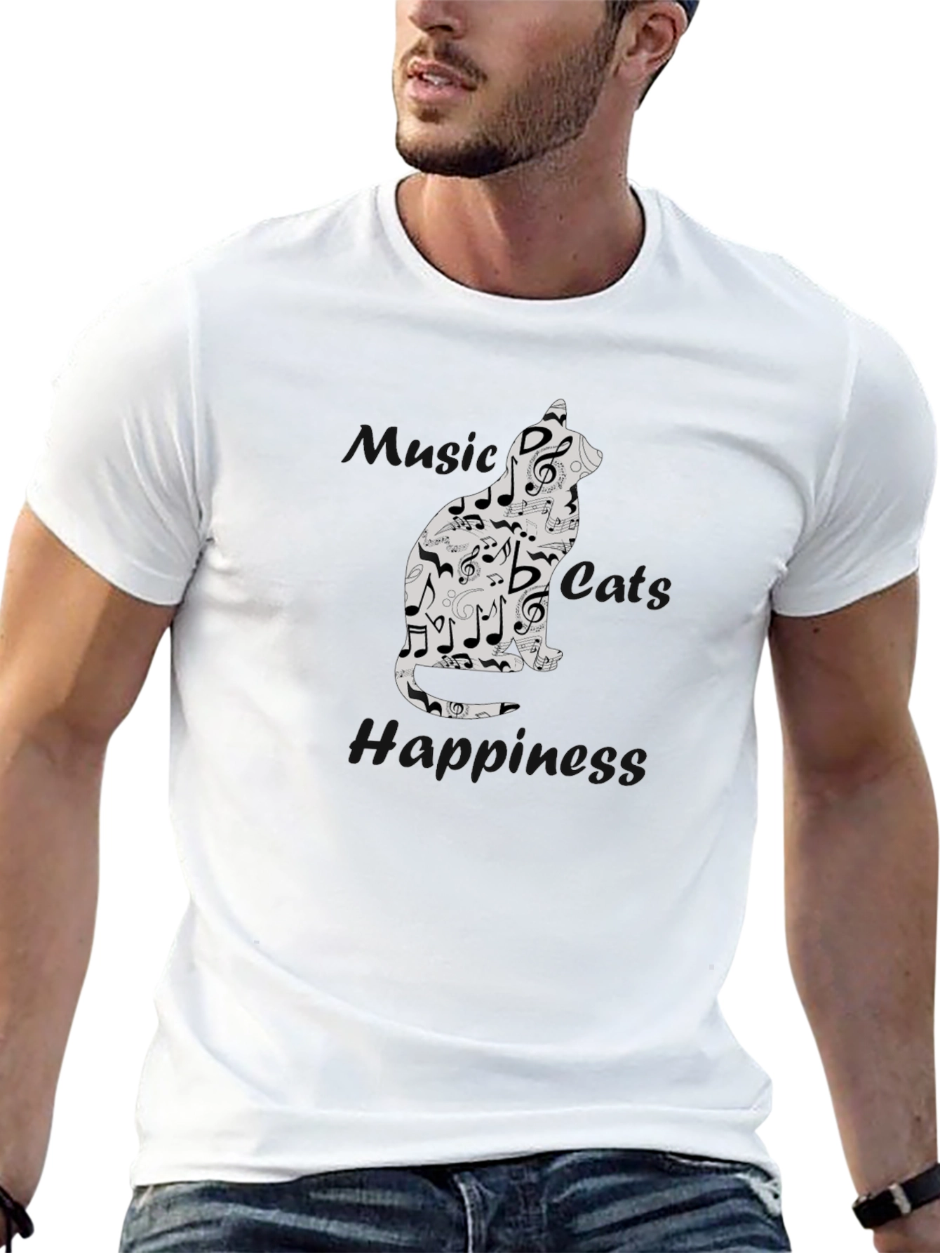 Musical Cat T-Shirt - Black Graphic Tee