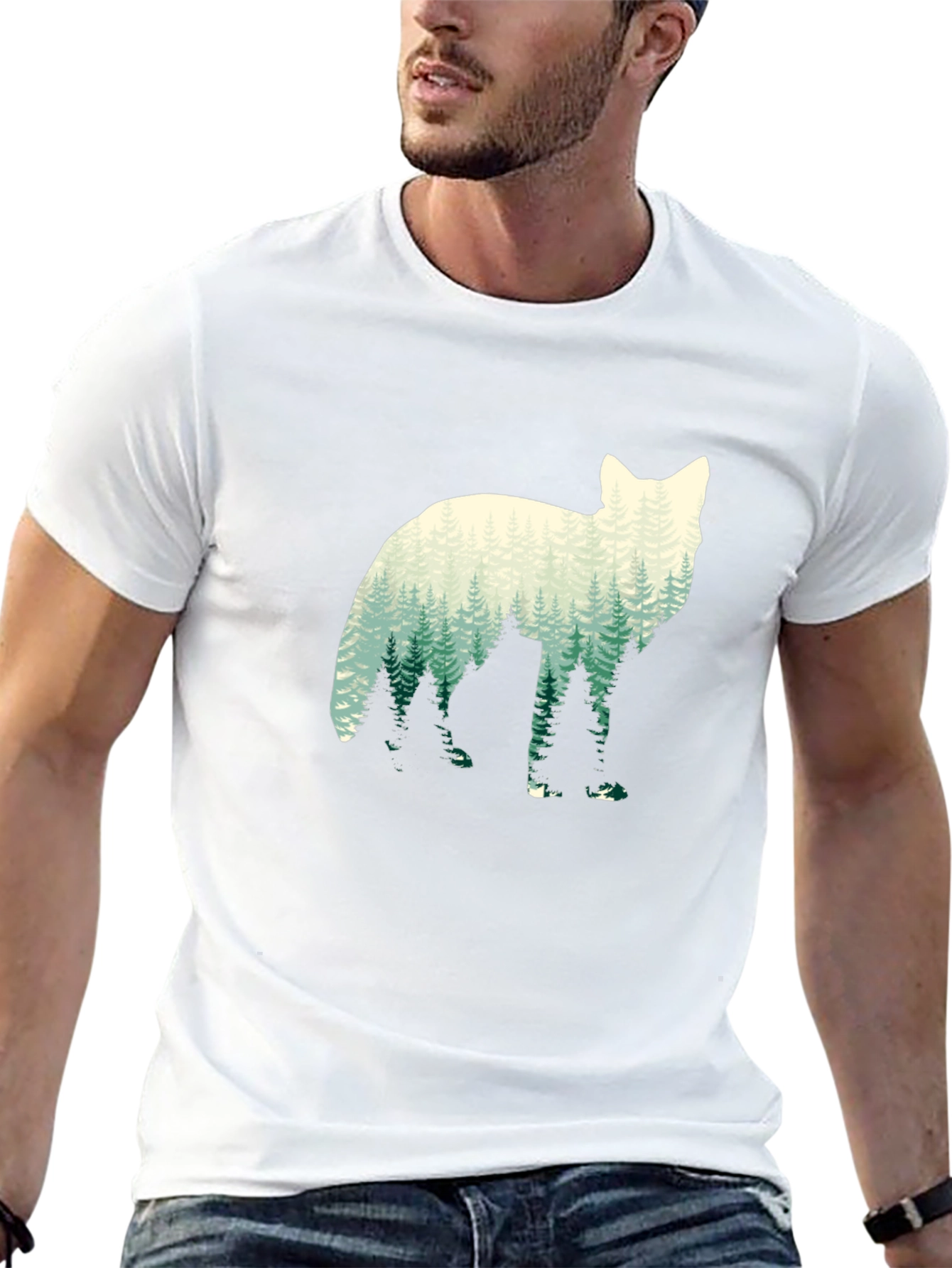 Nature Wolf Graphic Tee - Mens Black T-Shirt