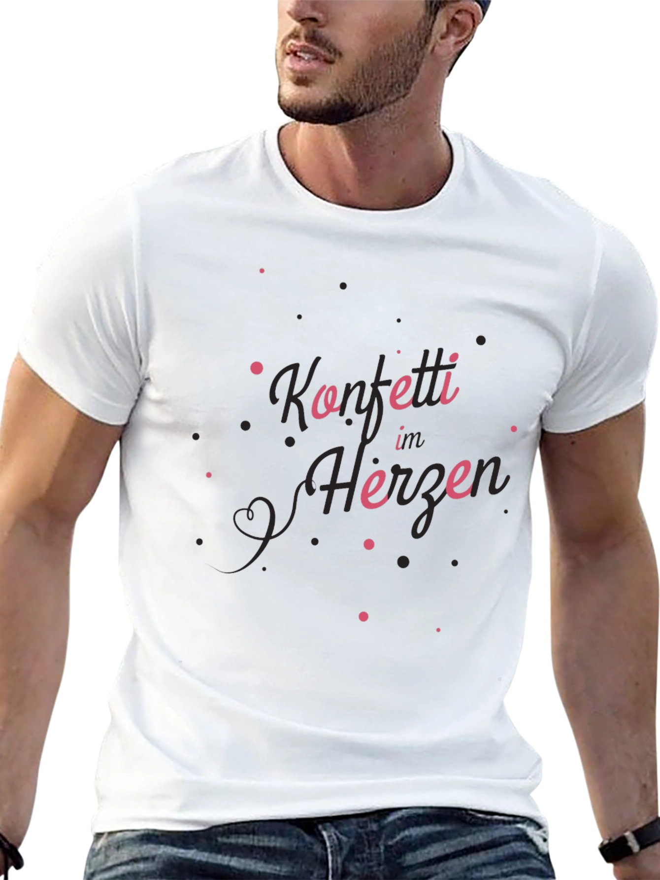 Konfetti im Herzen Graphic Tee - Stylish Black T-Shirt