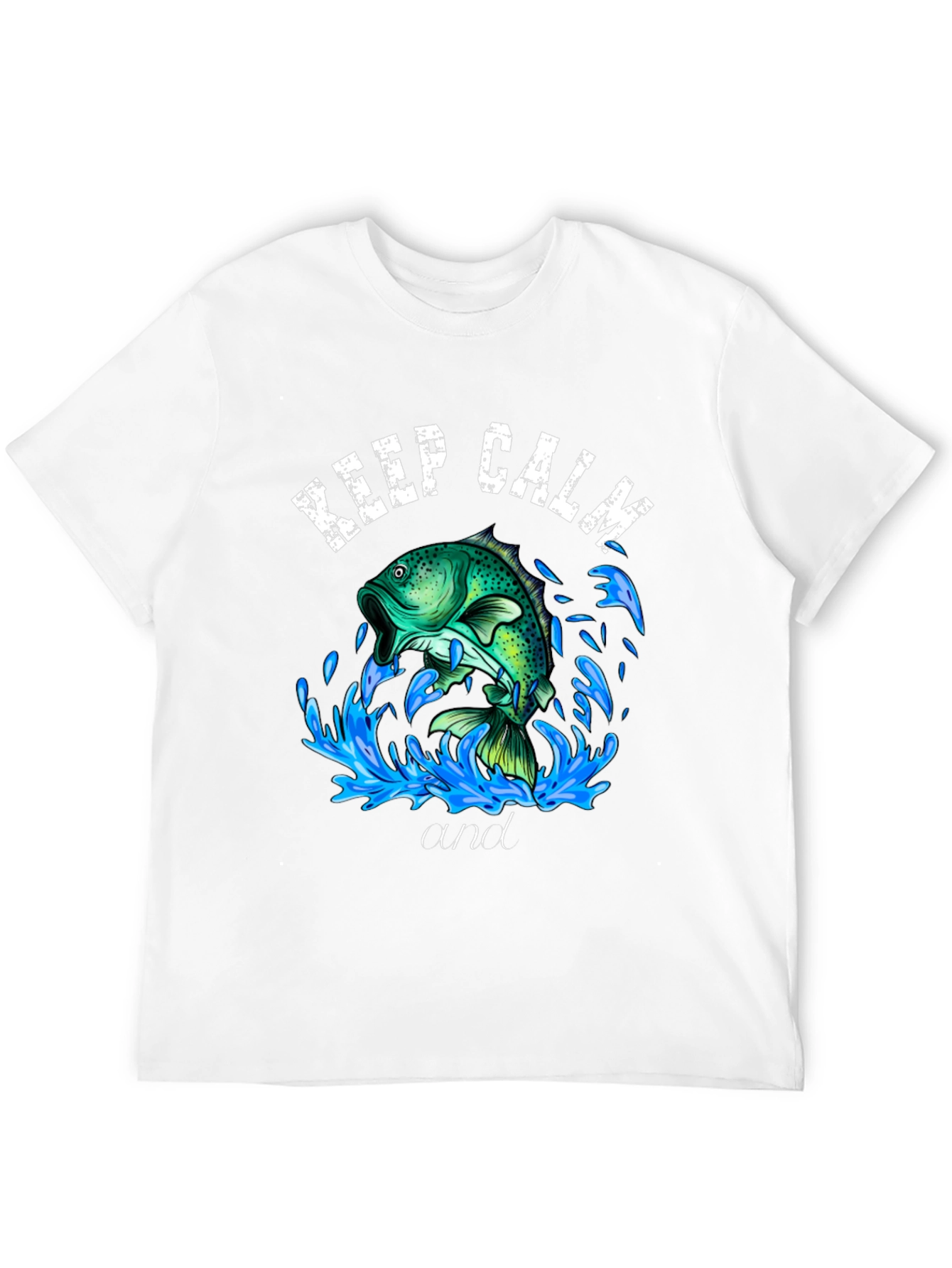 Keep Calm and Fish Black Graphic T-Shirt