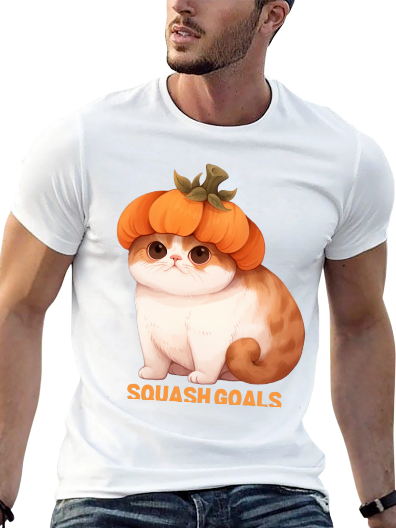 Squash Goals T-Shirt - Cute Cat in Pumpkin
