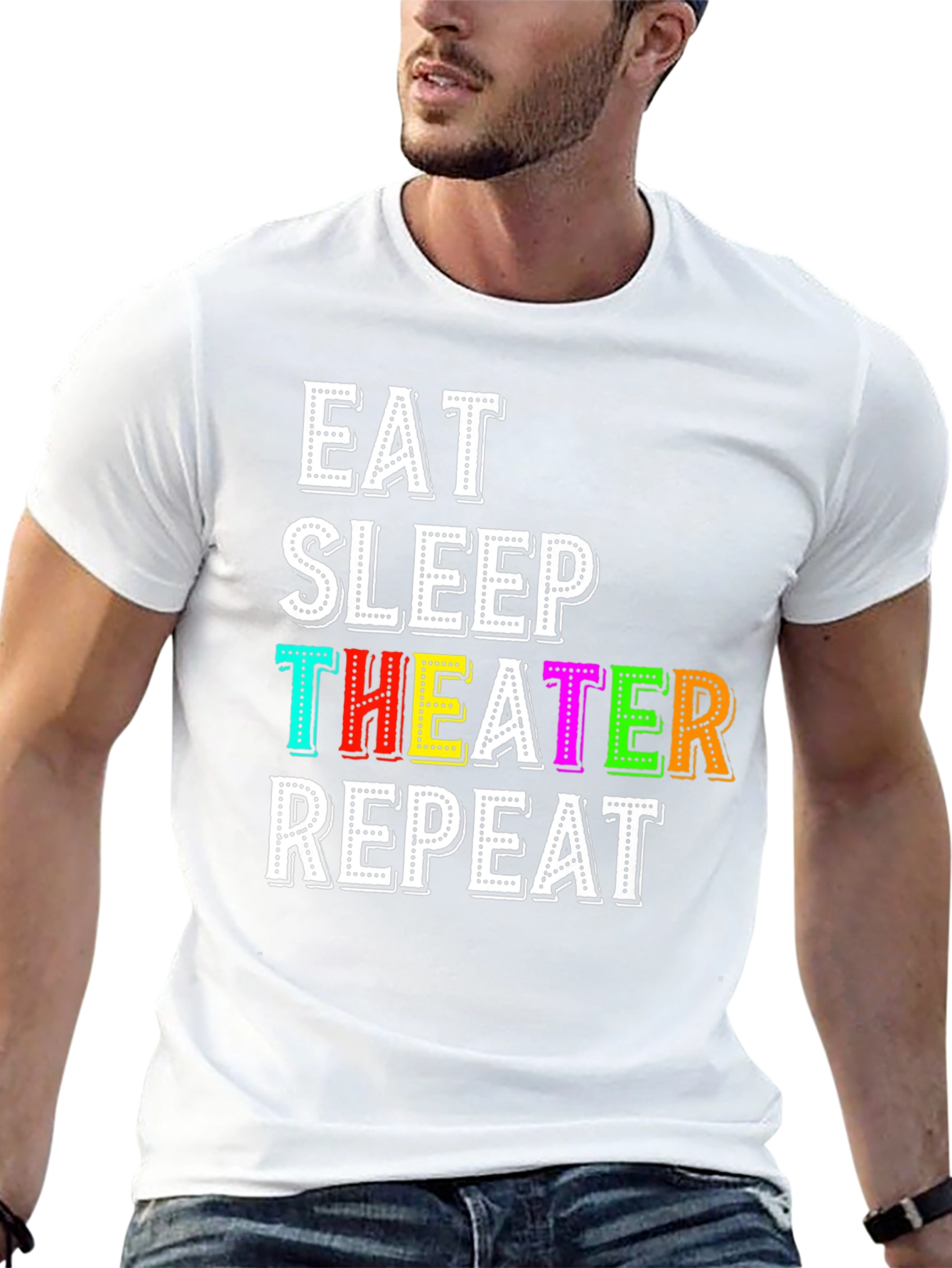 Eat Sleep Theater Repeat T-Shirt - Black Graphic Tee