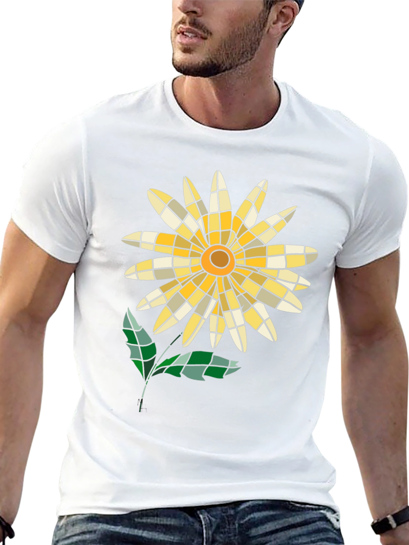 Mosaic Flower Graphic Tee - Casual Style