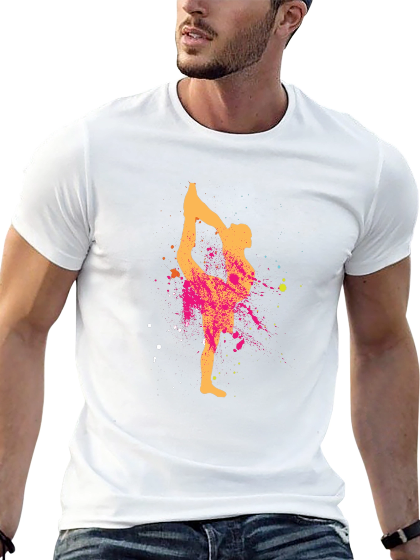 Gymnast Silhouette Mens Graphic T-Shirt
