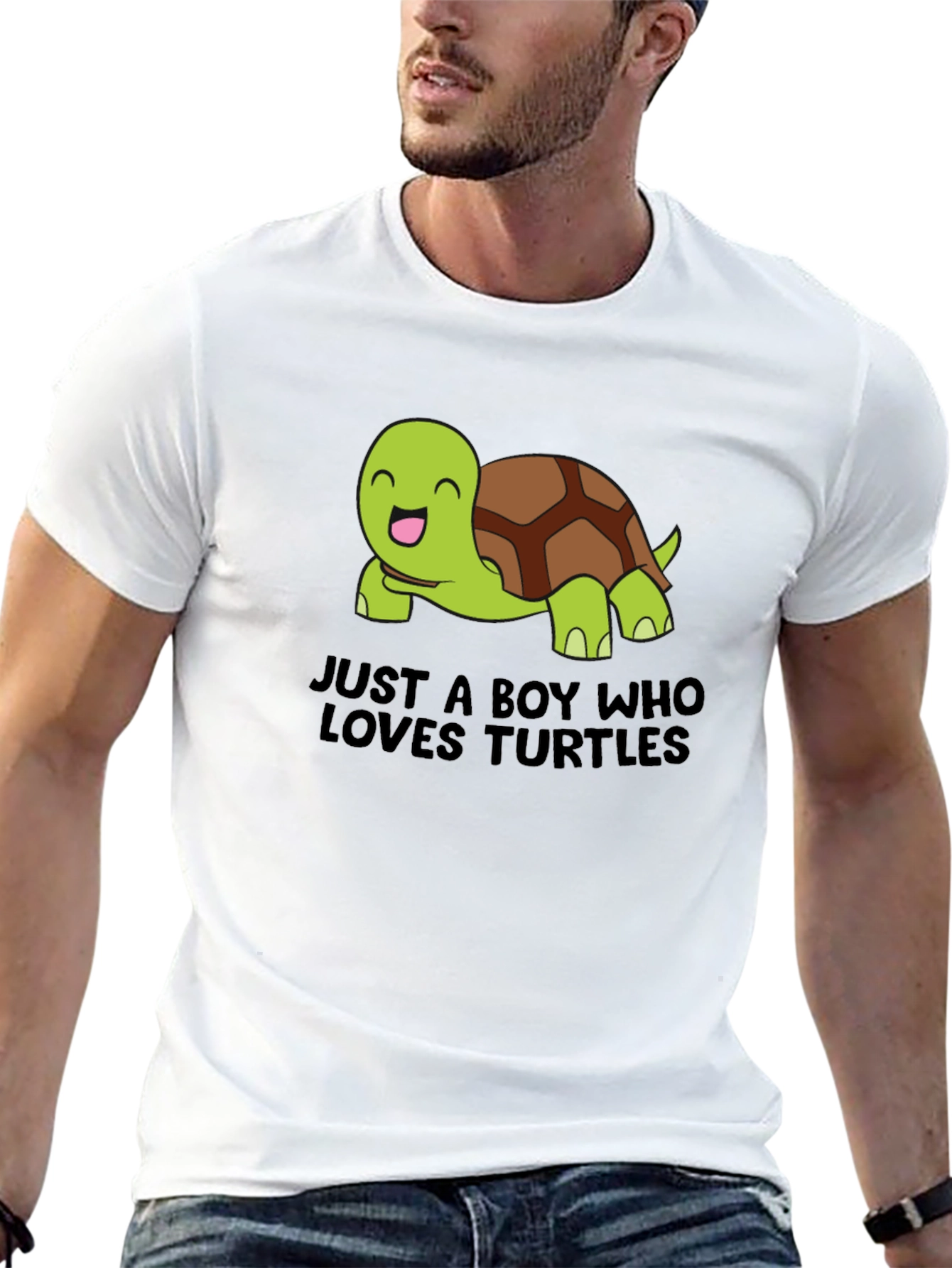 Boys Loves Turtles Graphic Tee - Black