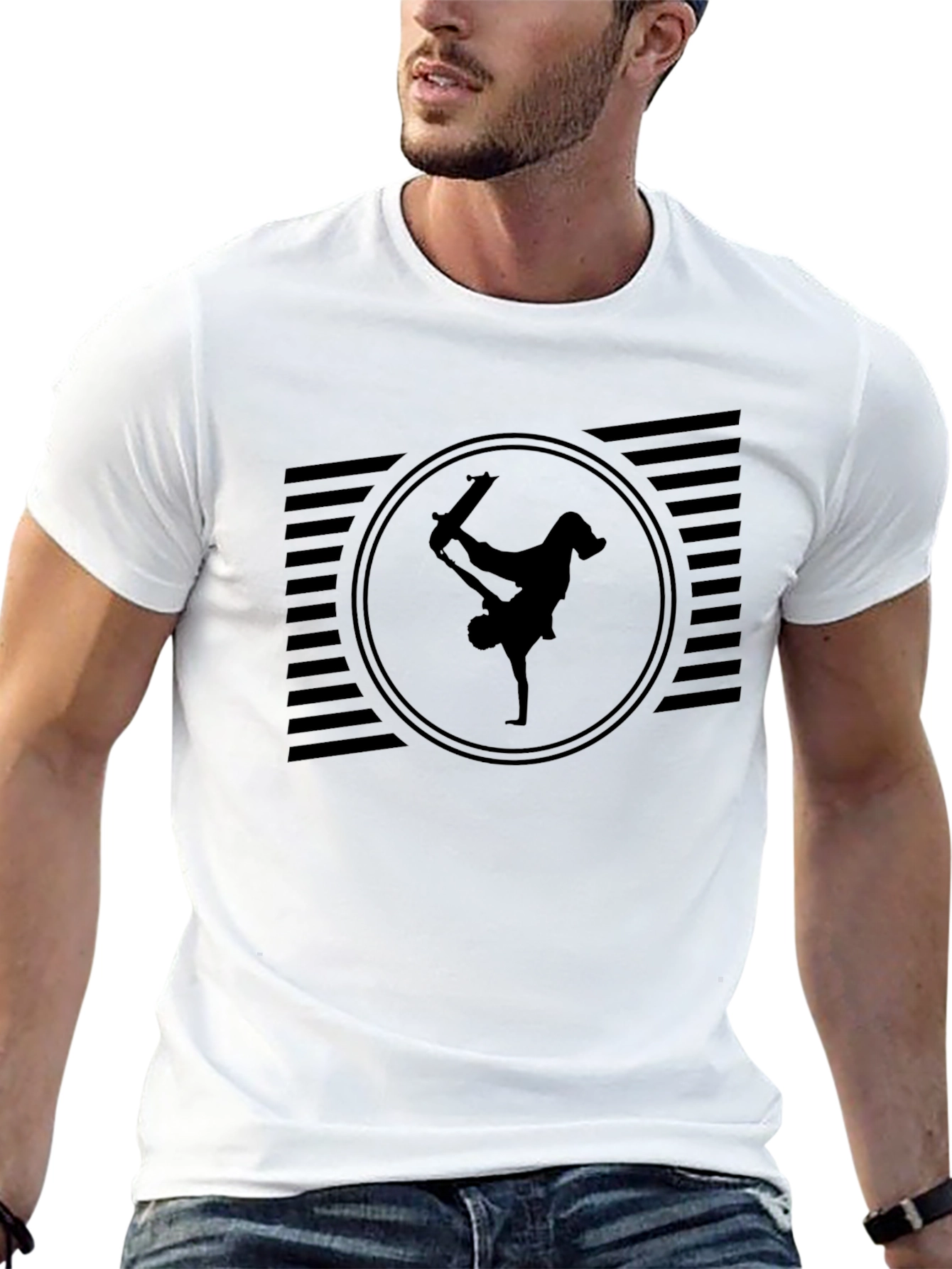 Cool Skateboarder Black Graphic Tee