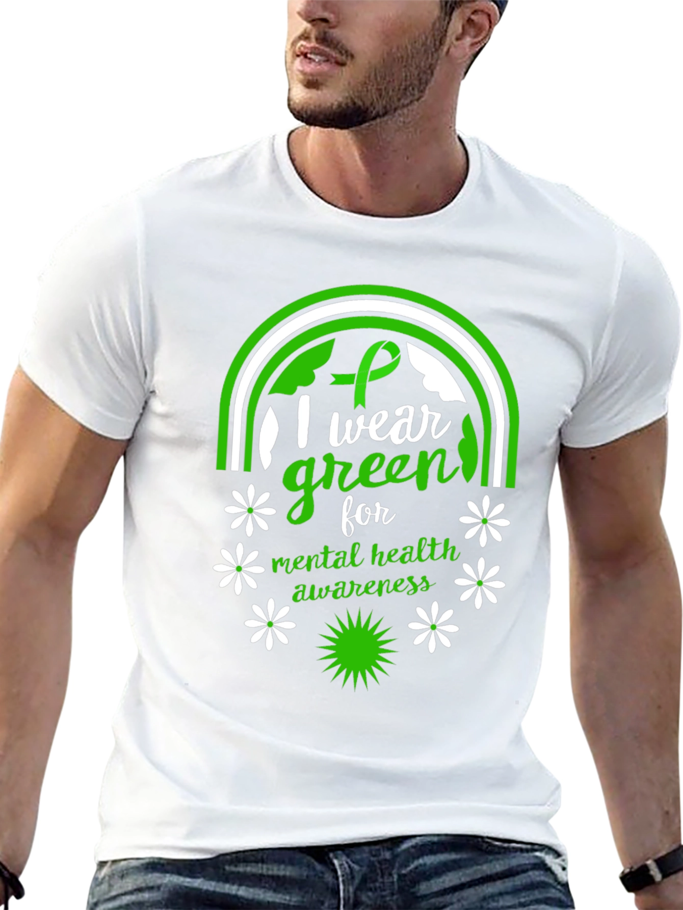 Mental Health Awareness Green Ribbon Graphic Tee