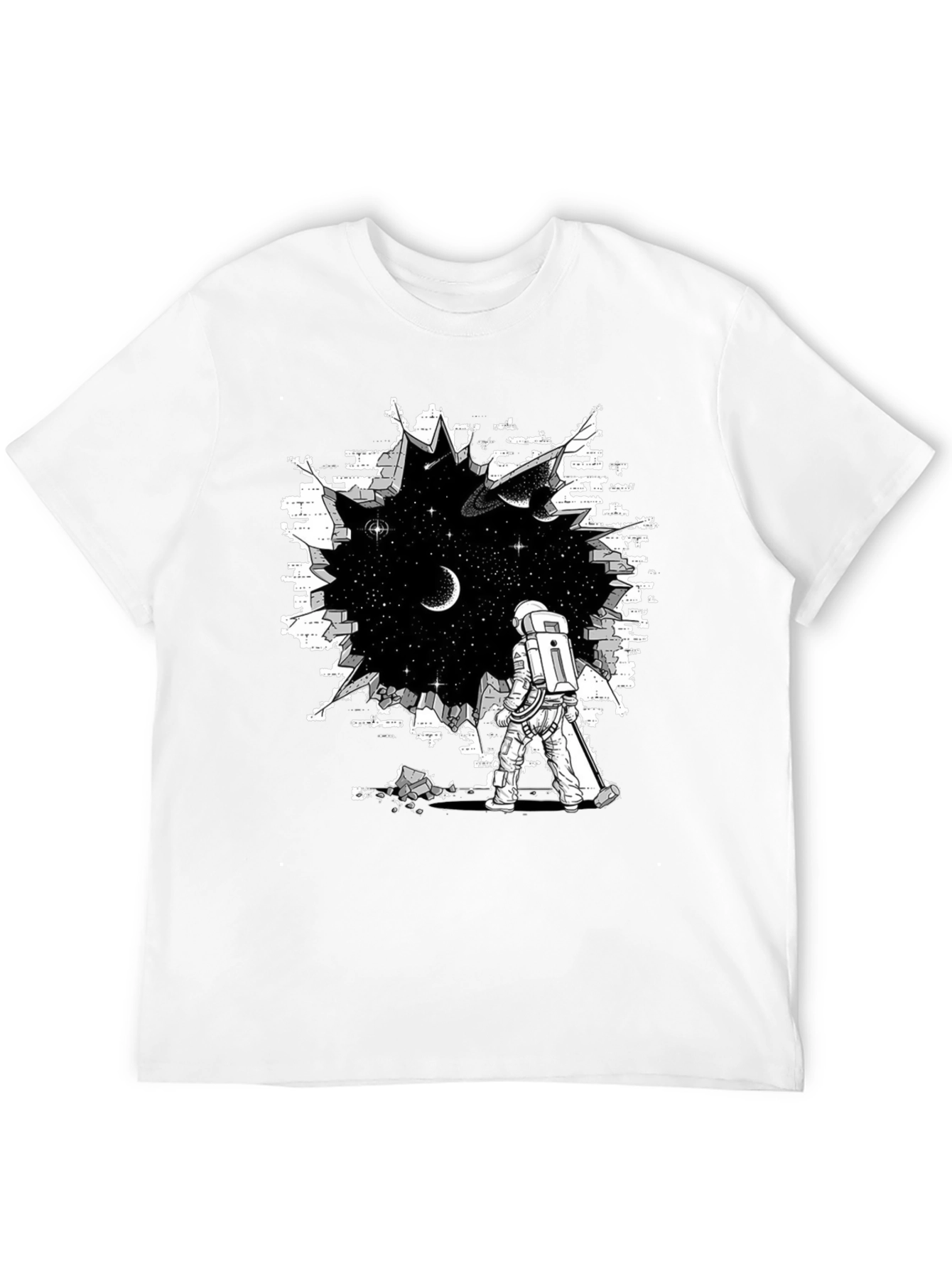 Astronaut Through Brick Wall T-Shirt