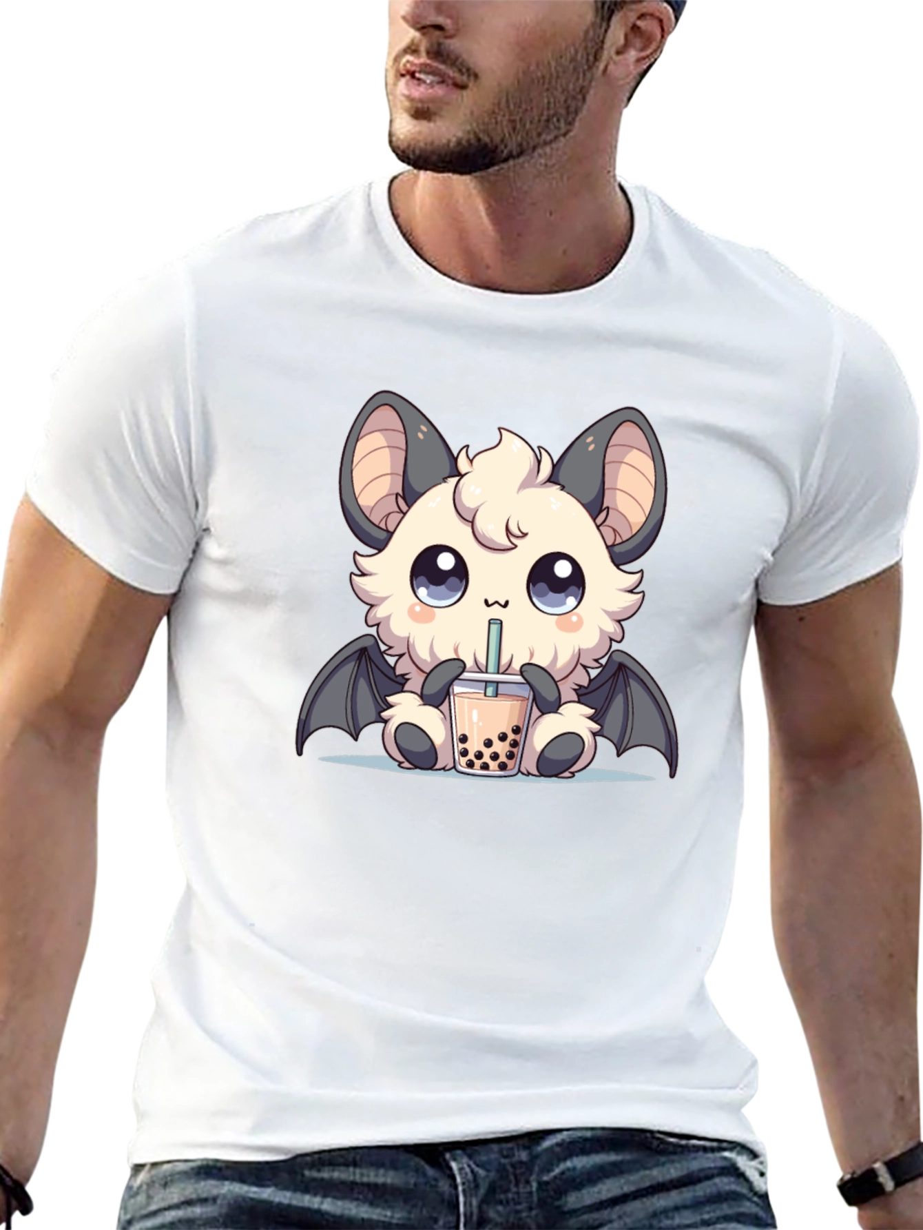 Kawaii Bat Boba Tea Graphic Tee