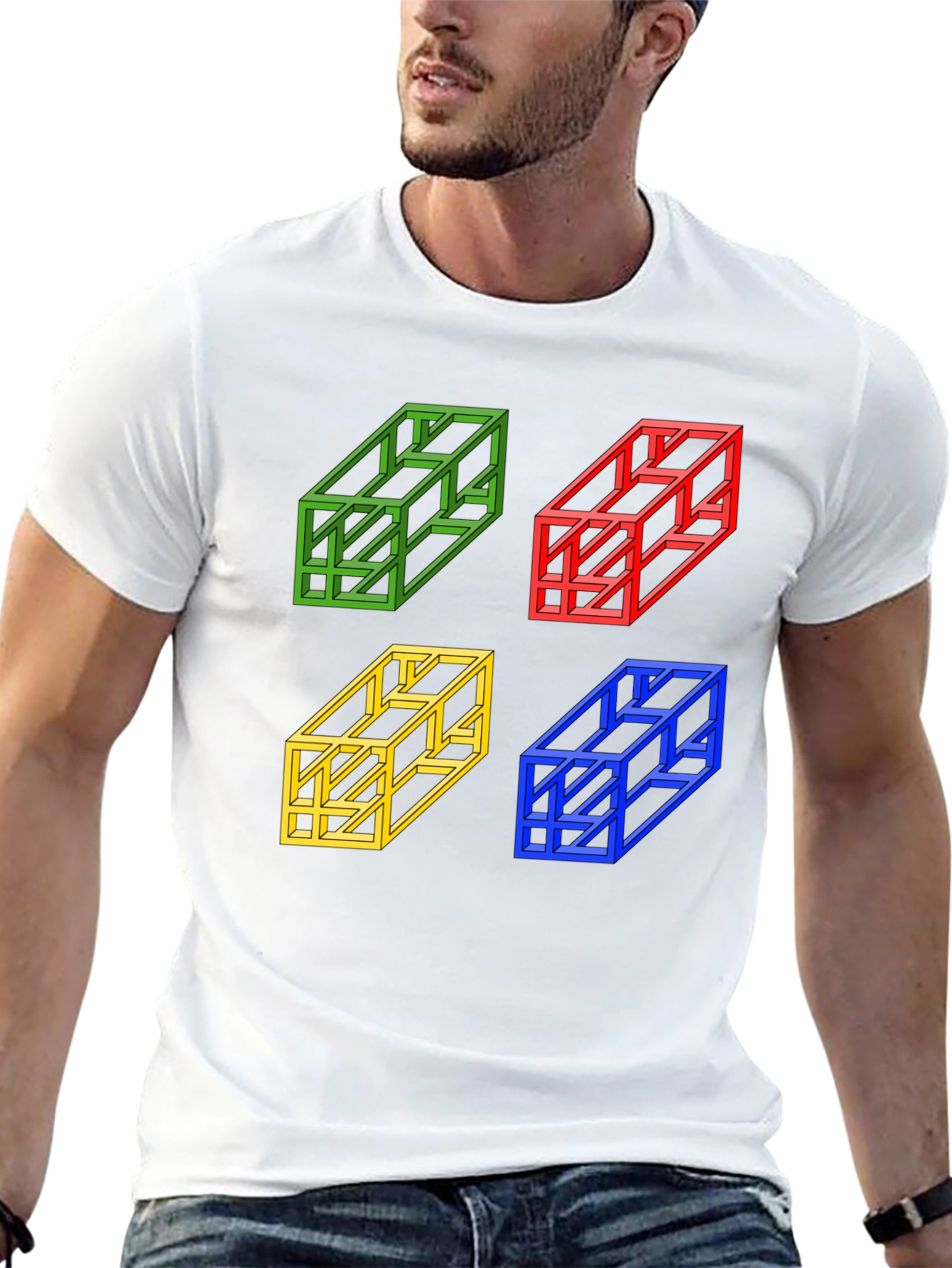Optical Illusion Cube T-Shirt - Mens Graphic Tee