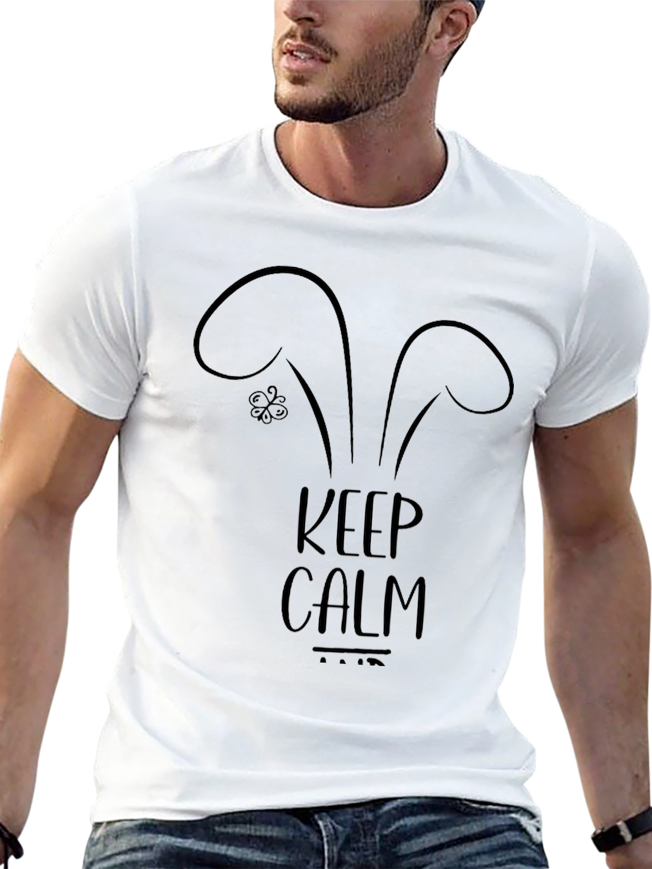 Keep Calm Bunny Ears Black Graphic Tee