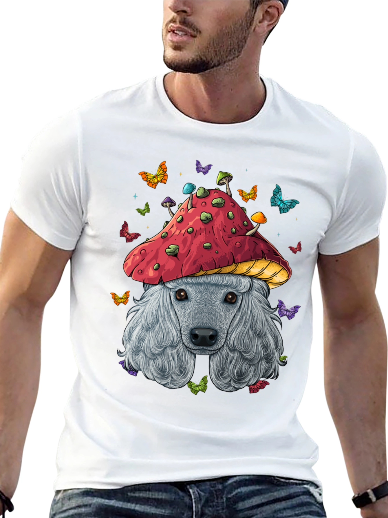 Mushroom Dog Graphic Tee - Unique Artistic Design