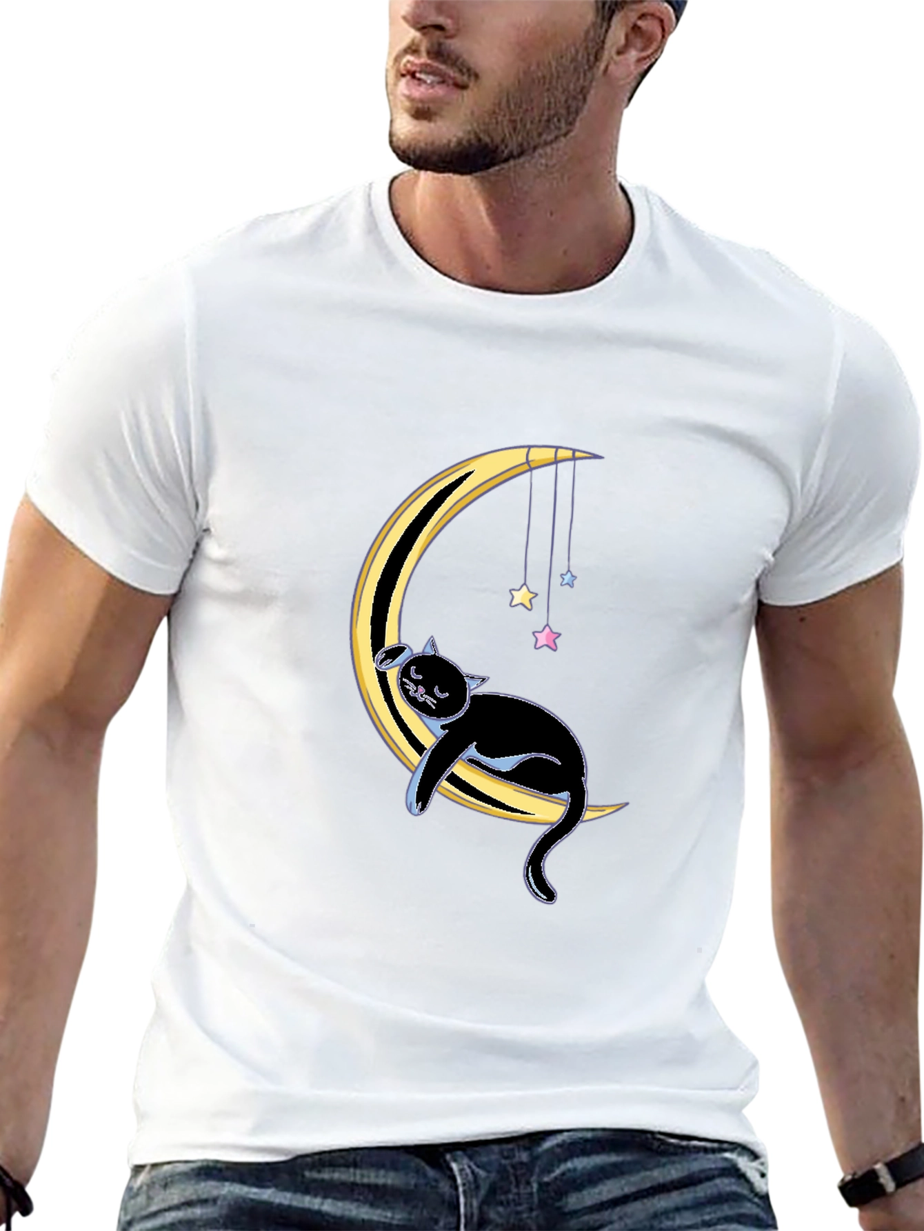 Cat on Moon Graphic Tee
