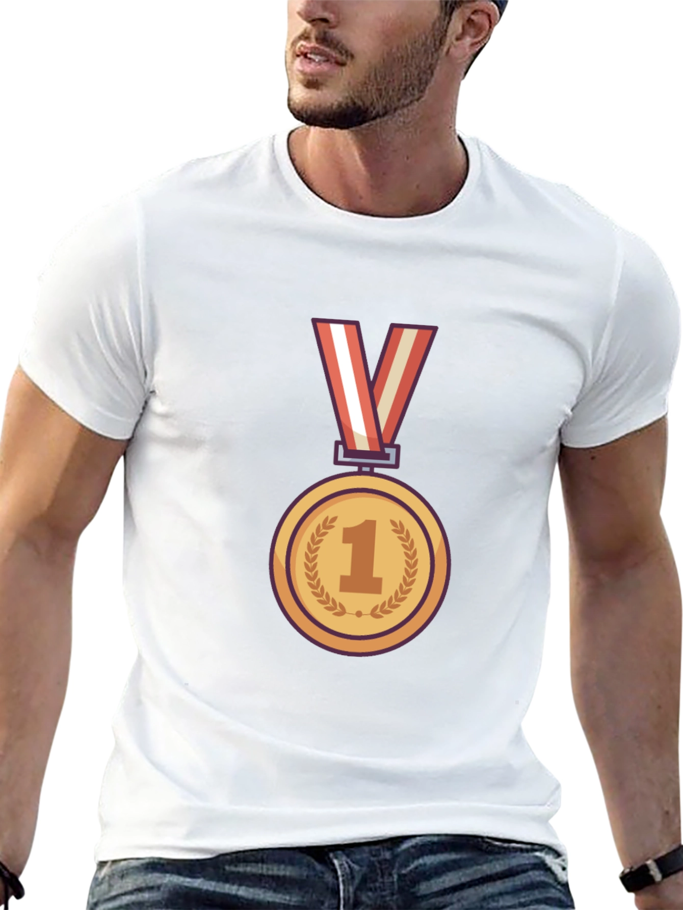 Champion T-Shirt with Gold Medal Graphic