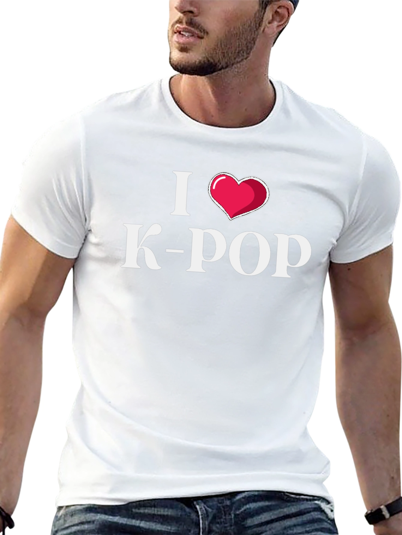 I Love K-Pop Heart Black T-Shirt