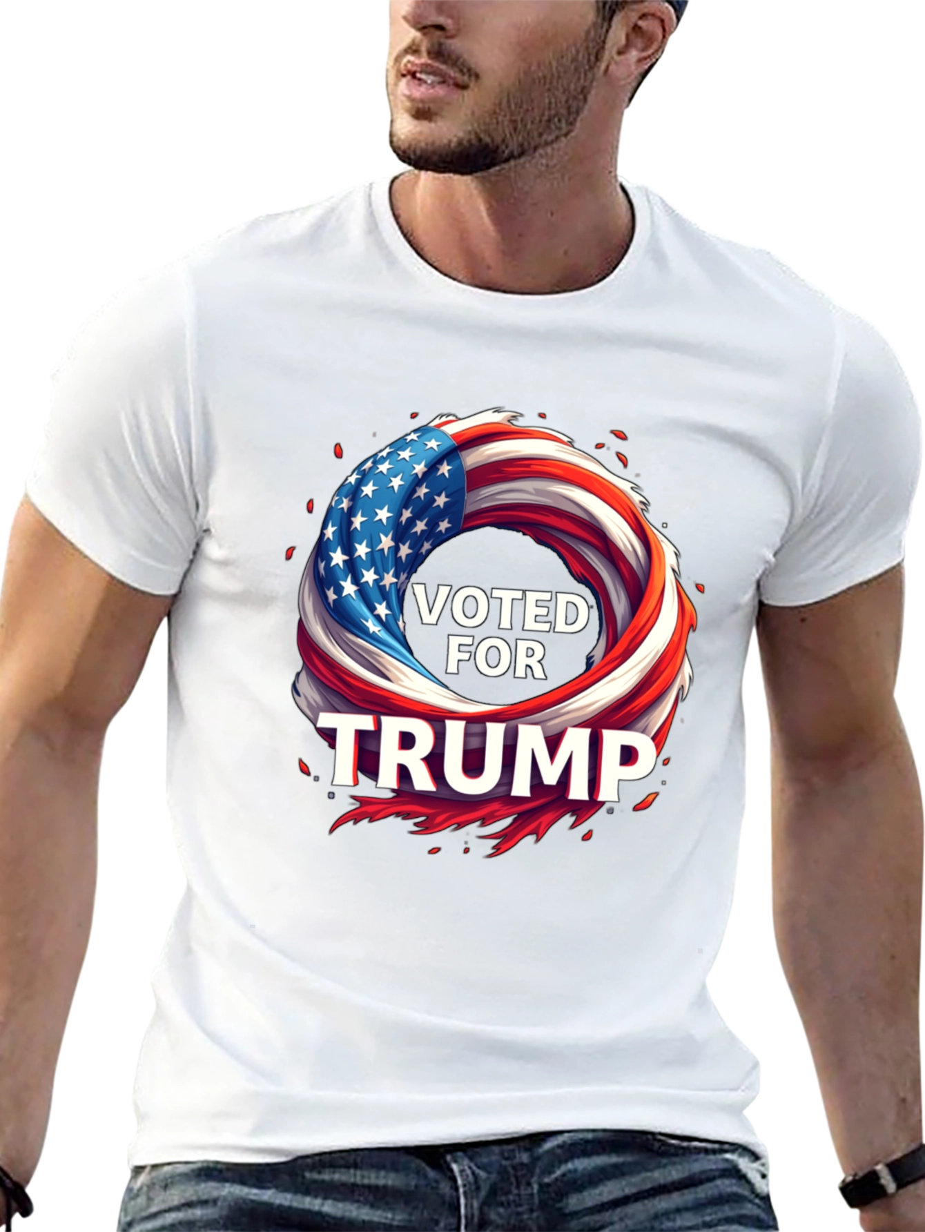 Voted for Trump American Flag Graphic Tee