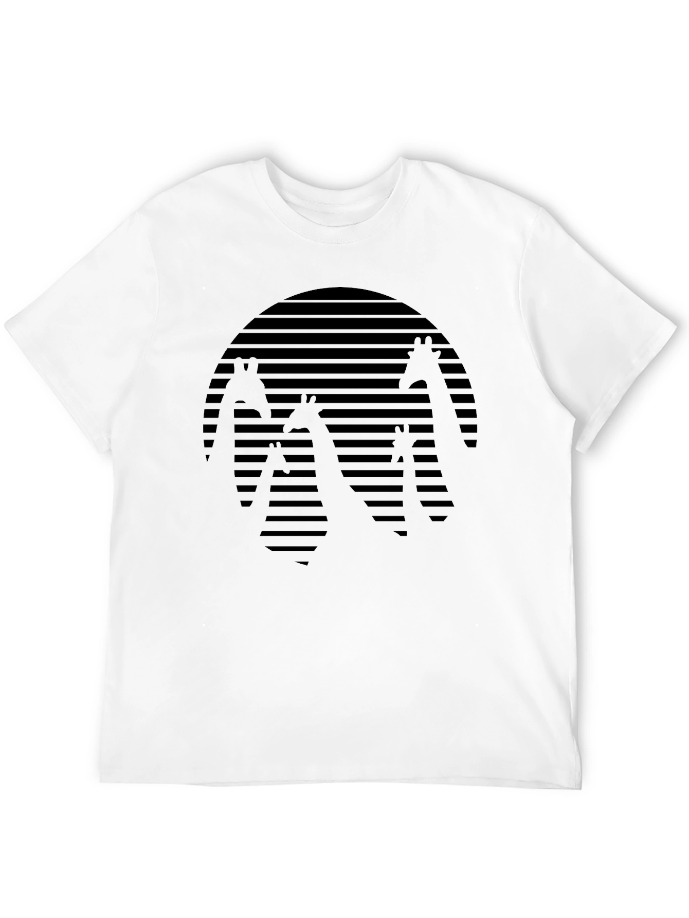 Giraffe Silhouette Tee - Striped Sunset Design