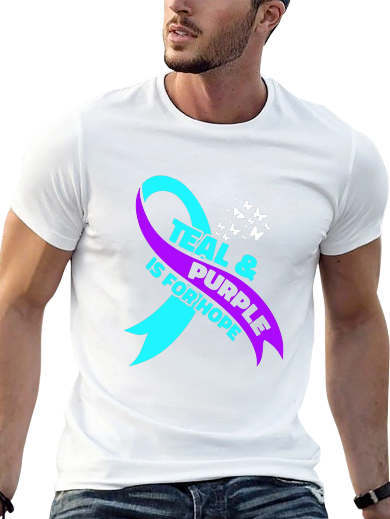 Teal & Purple Ribbon Hope Awareness T-Shirt