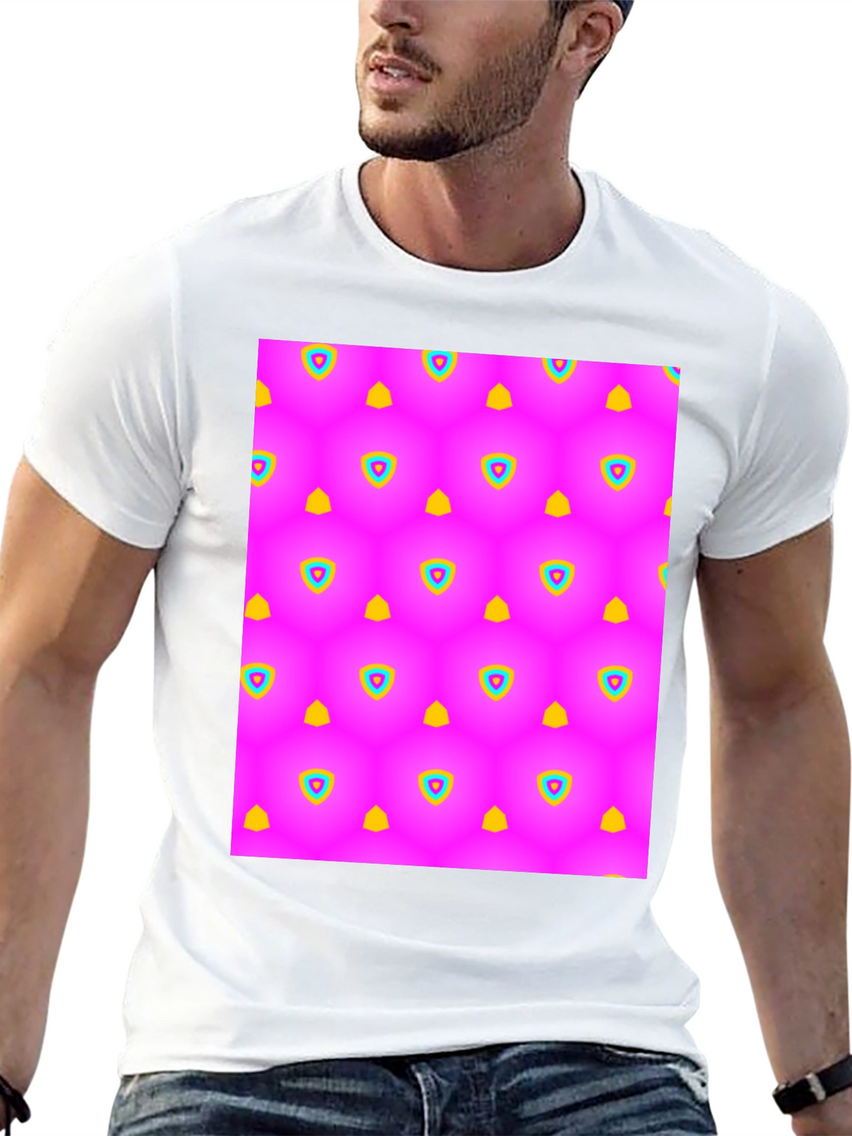 Vibrant Pattern Black T-Shirt