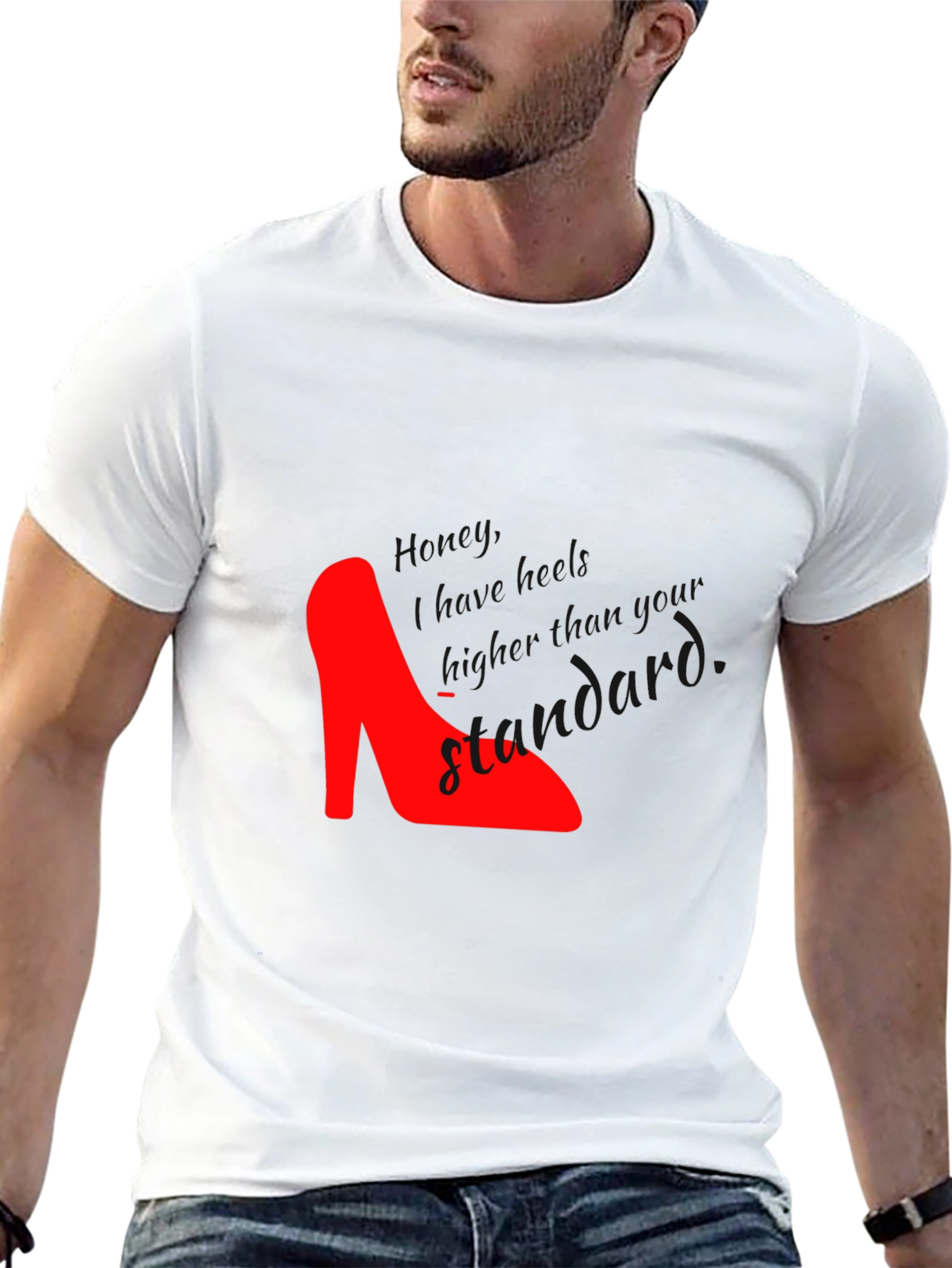 Red High Heel Black T-Shirt - Stand Out Style