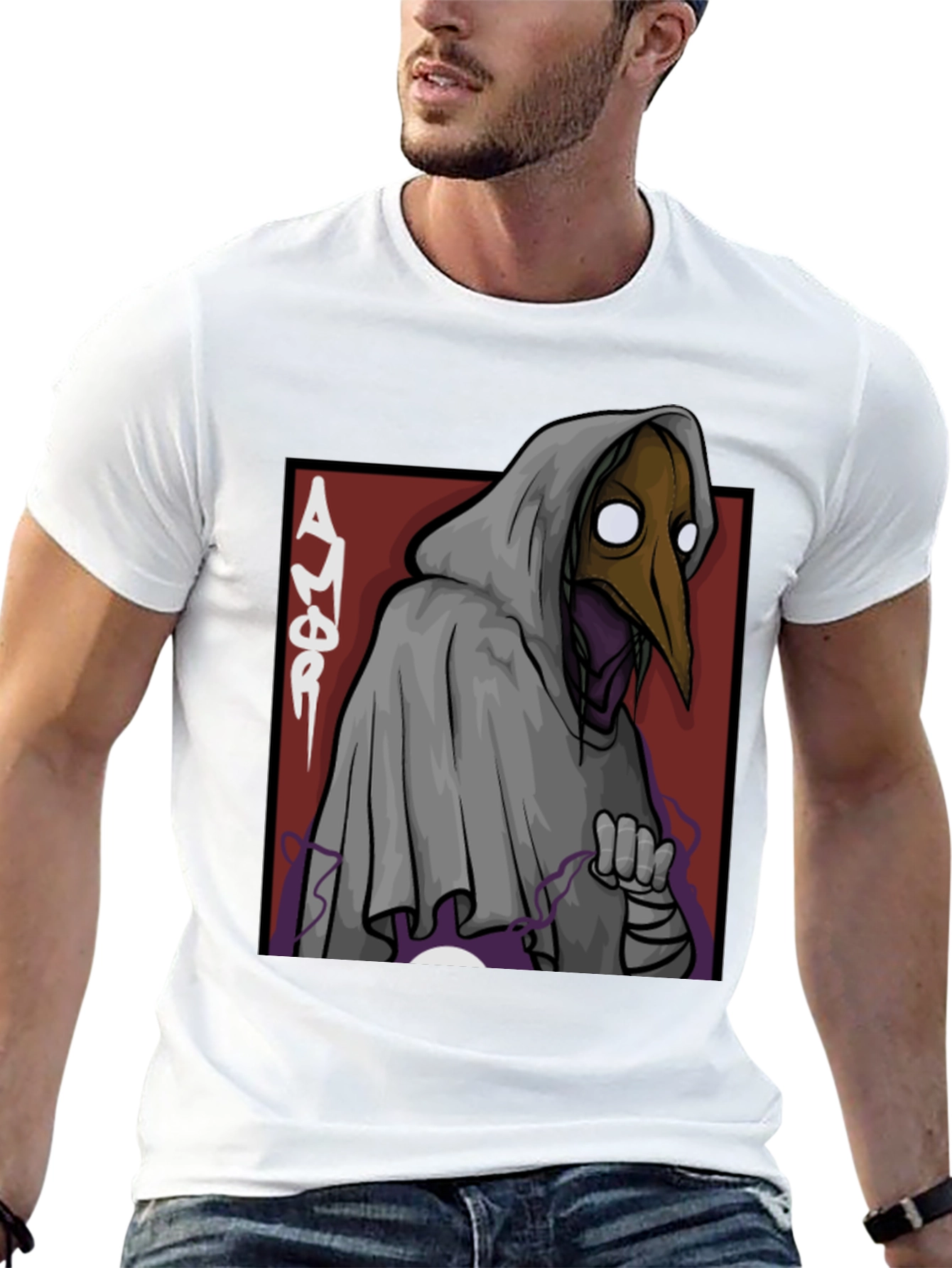 Plague Doctor Graphic Tee - Black Cotton T-Shirt