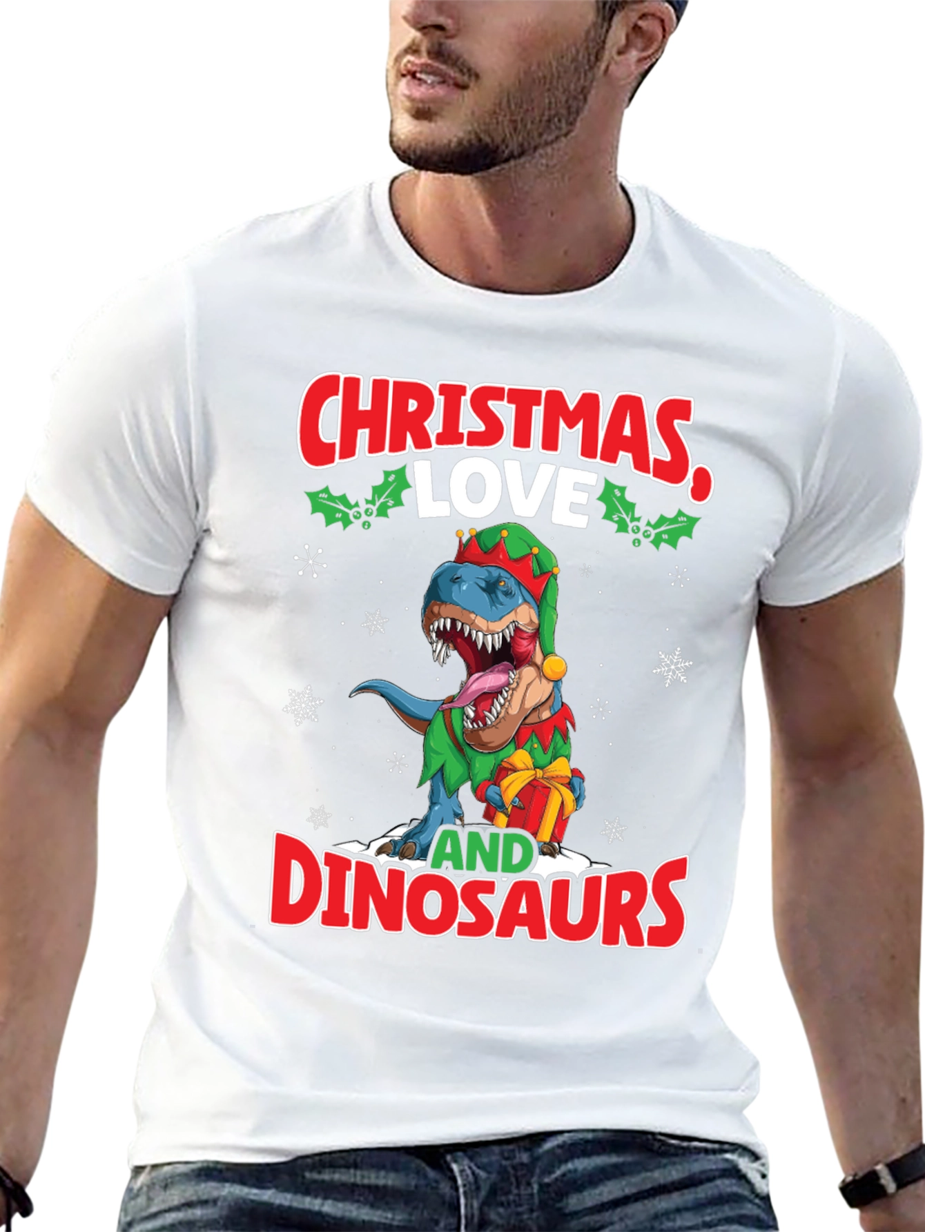 Christmas Love and Dinosaurs T-Shirt