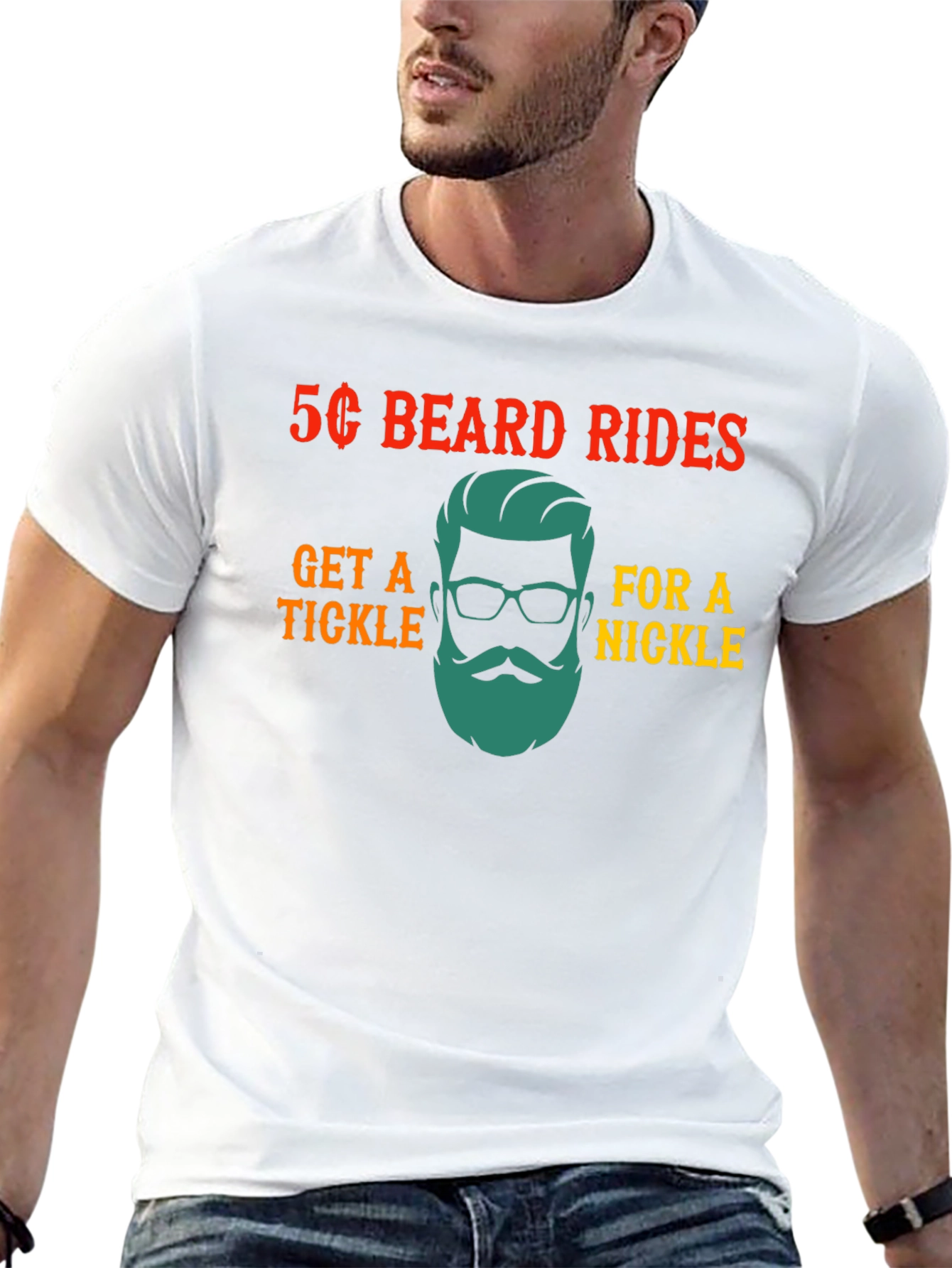 5 Cent Beard Rides Funny Graphic T-Shirt