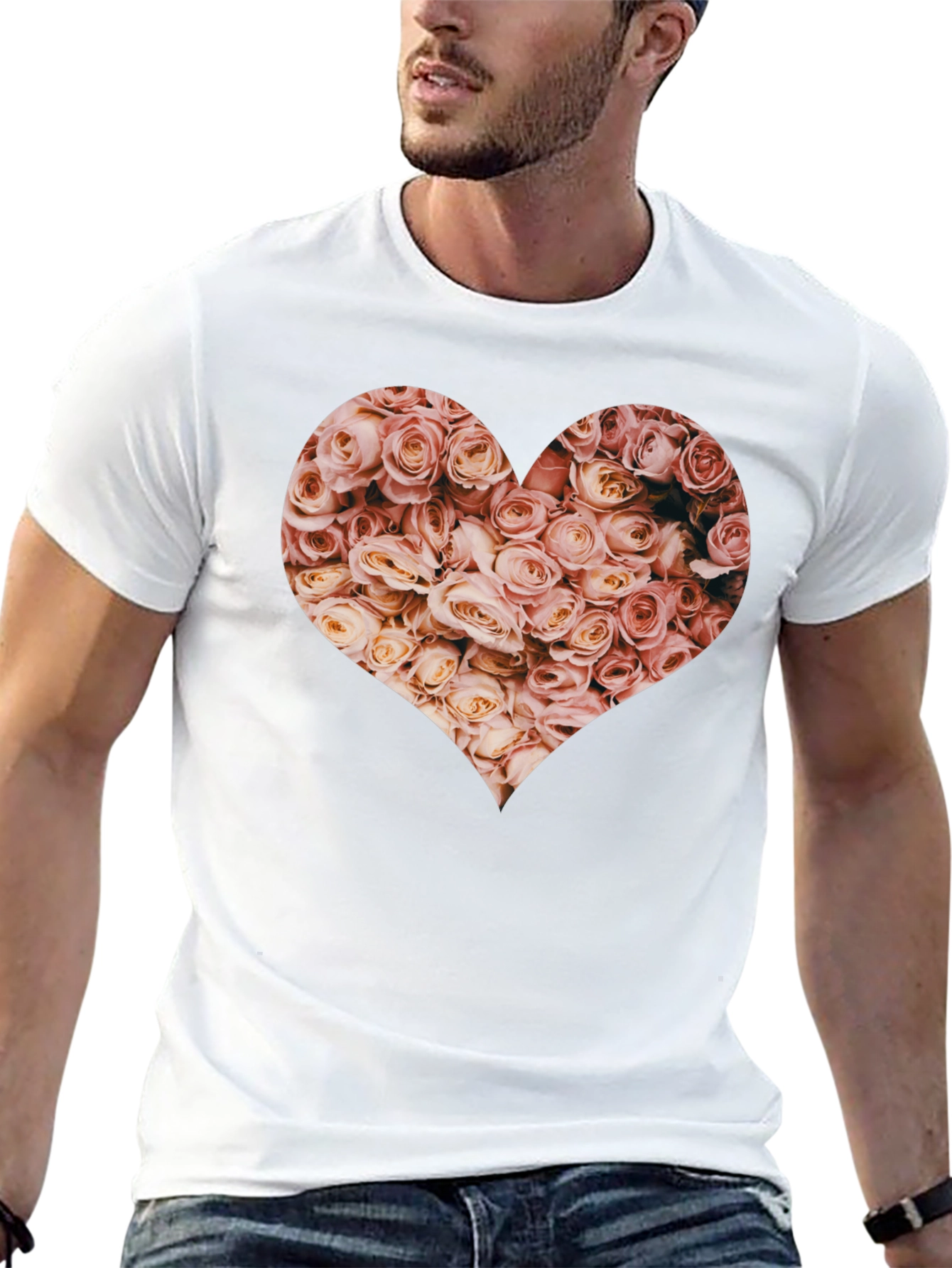Floral Heart Graphic Tee - Black