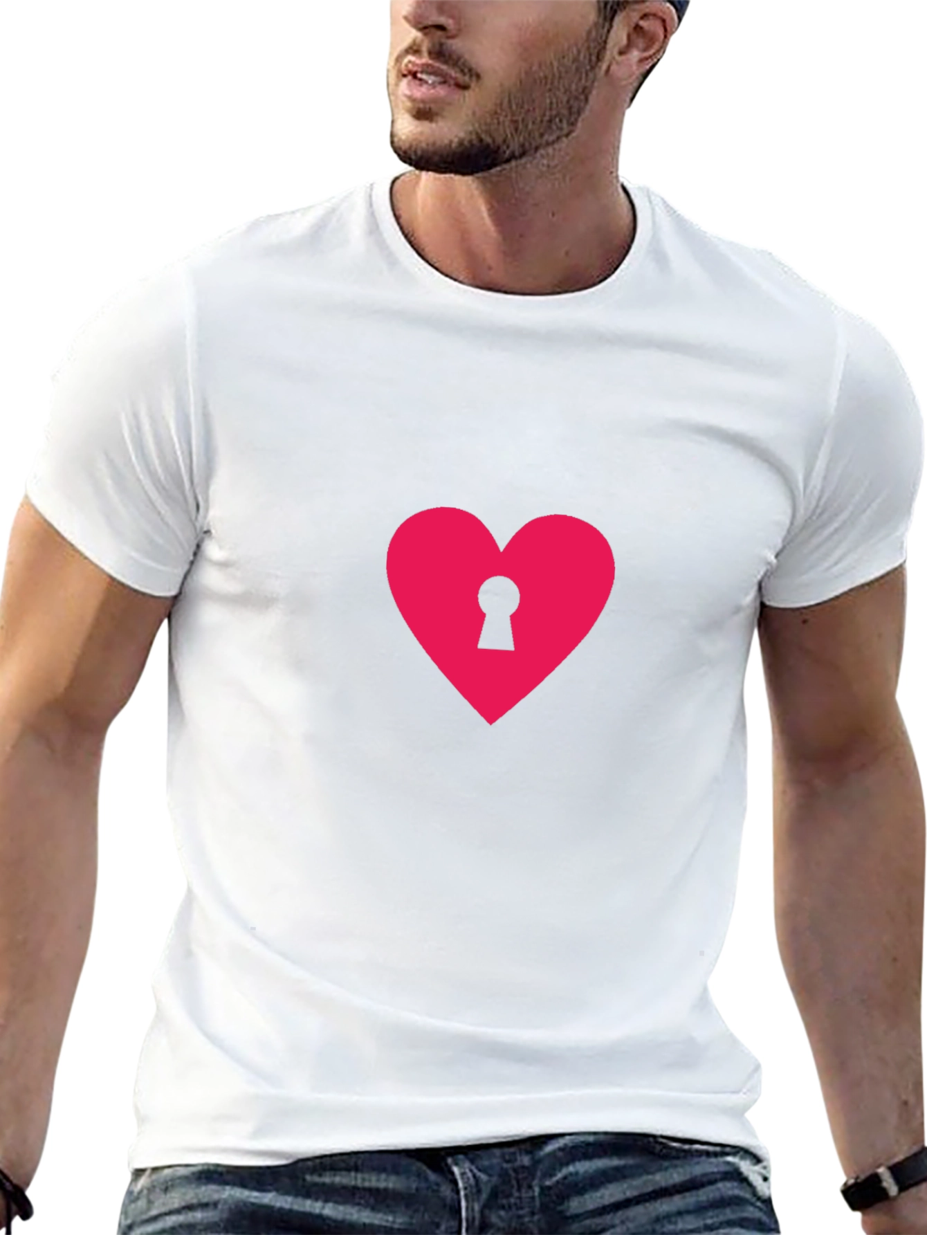 Heart Lock T-Shirt - Black Casual Tee