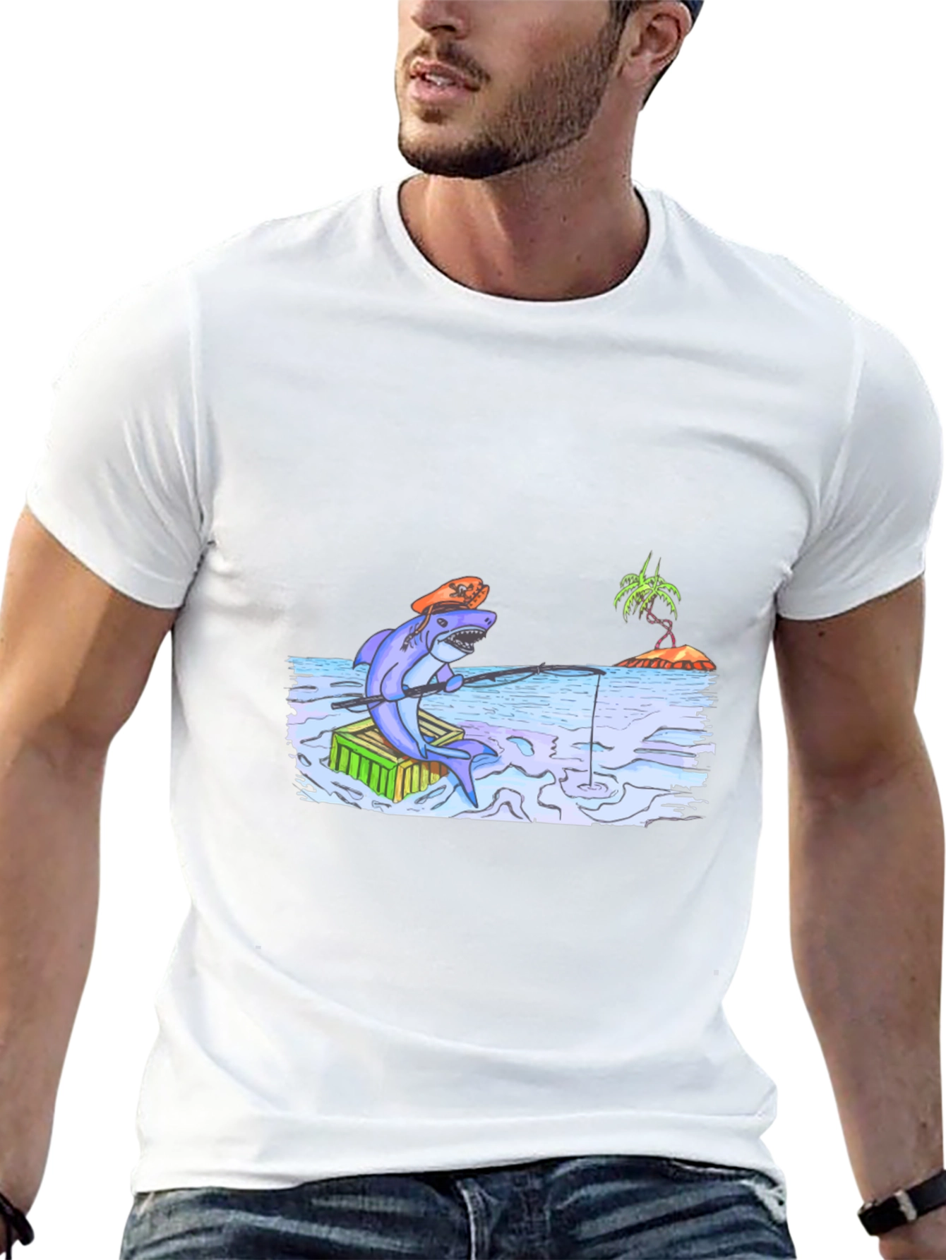 Shark Fisherman Graphic T-Shirt