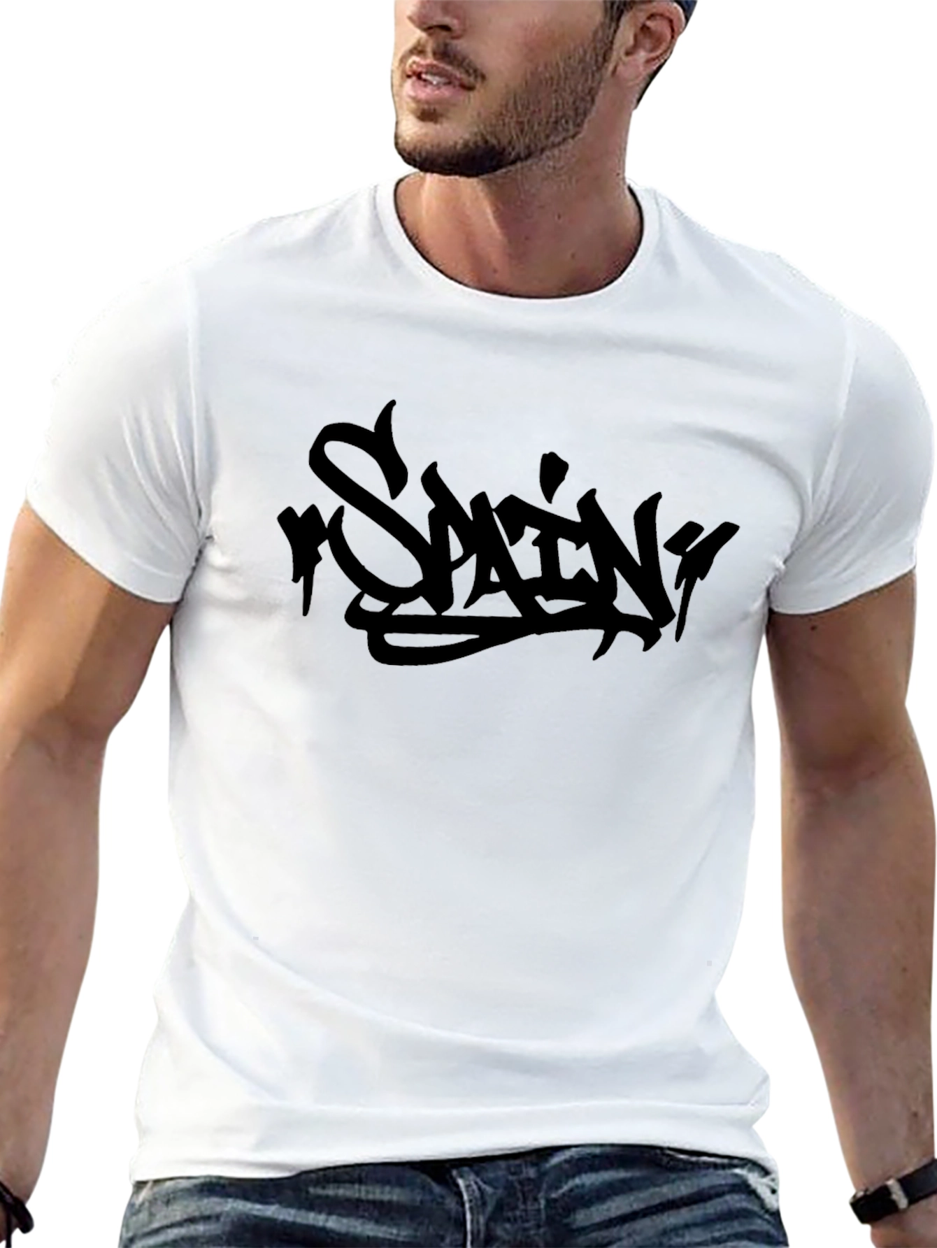 Spain Graffiti Graphic Black T-Shirt