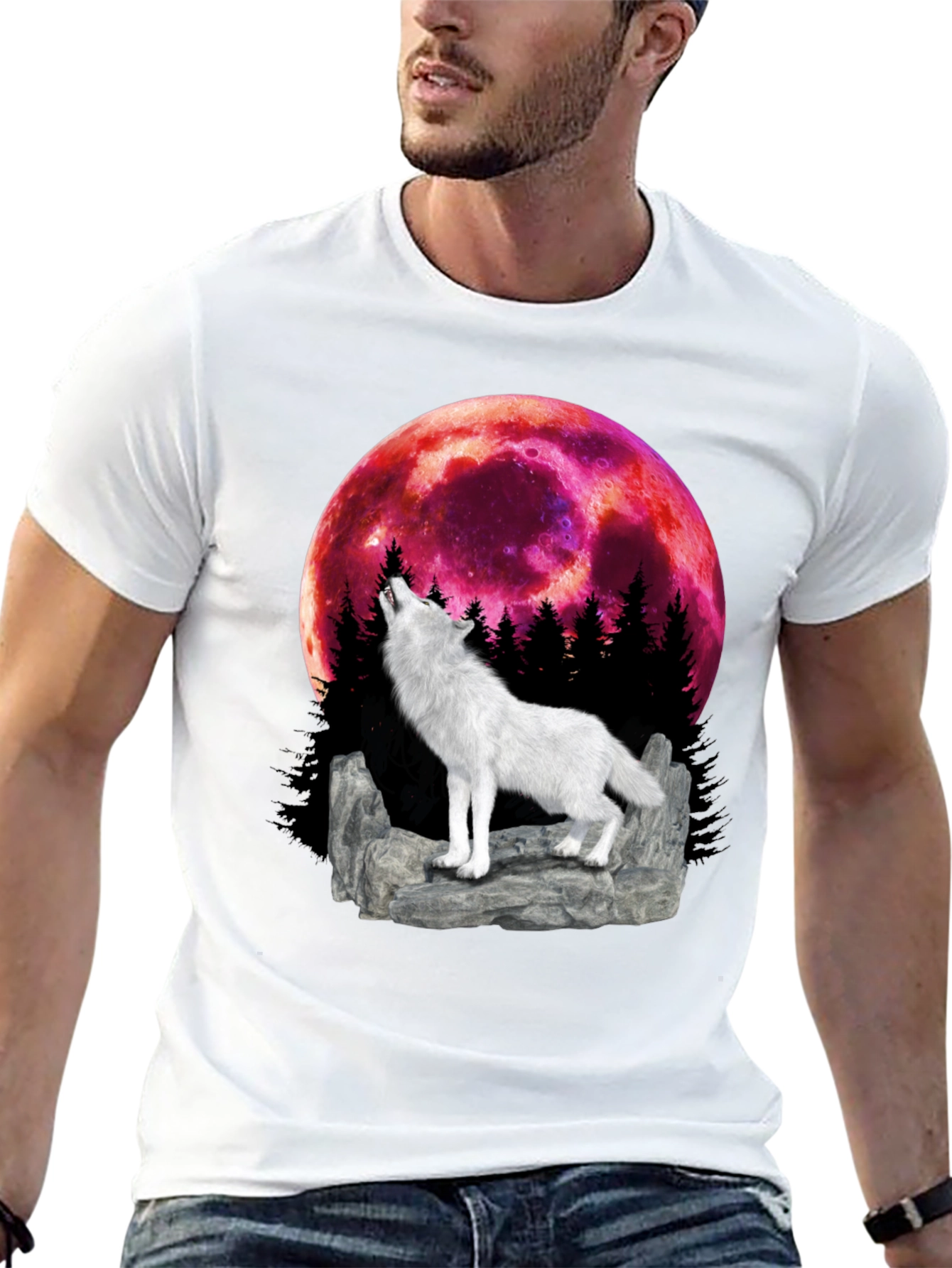 Wolf Howling at the Moon Graphic Tee
