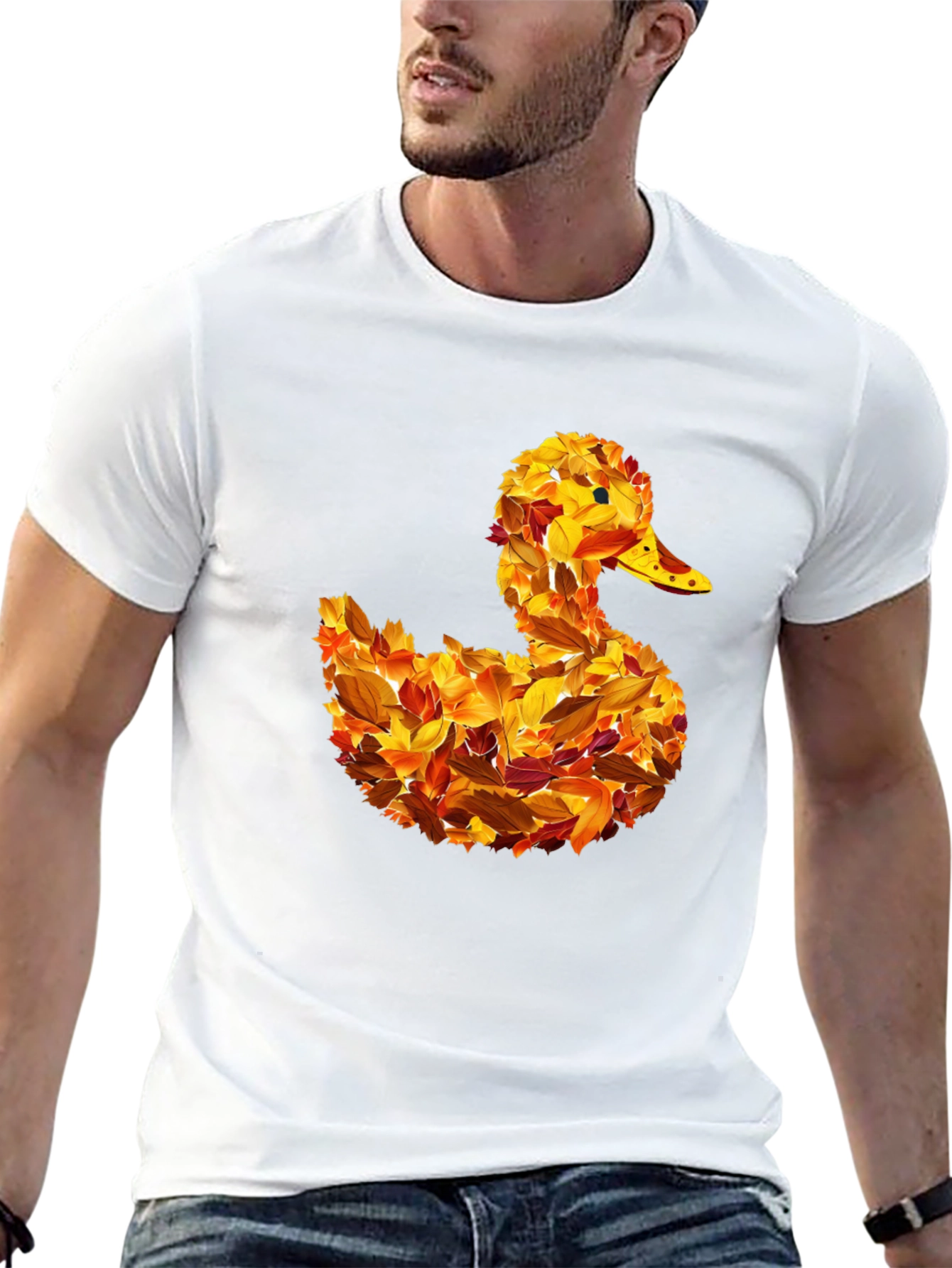 Autumn Leaf Duck Graphic T-Shirt
