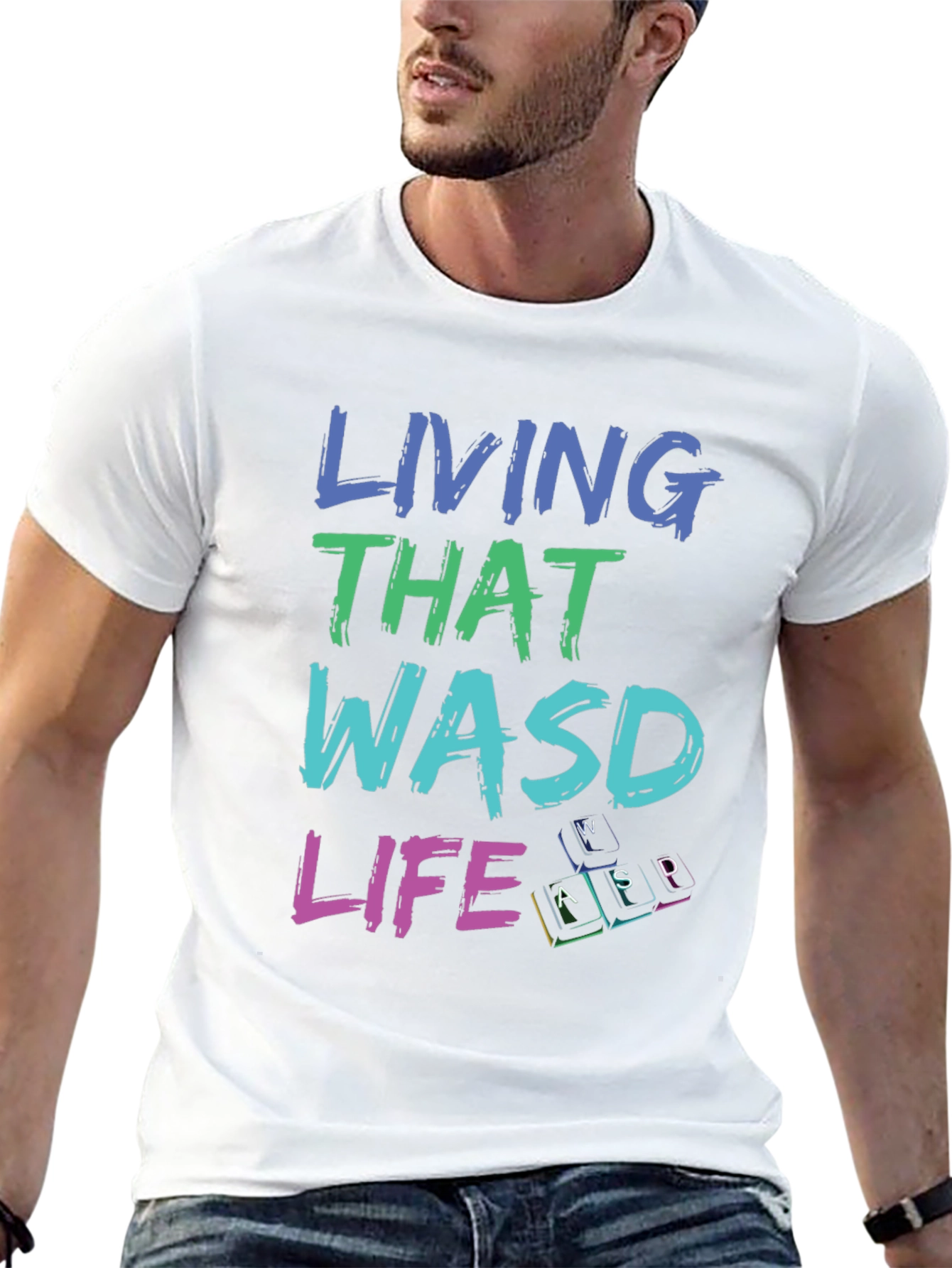 Living That WASD Life Black T-Shirt - Gamer Apparel