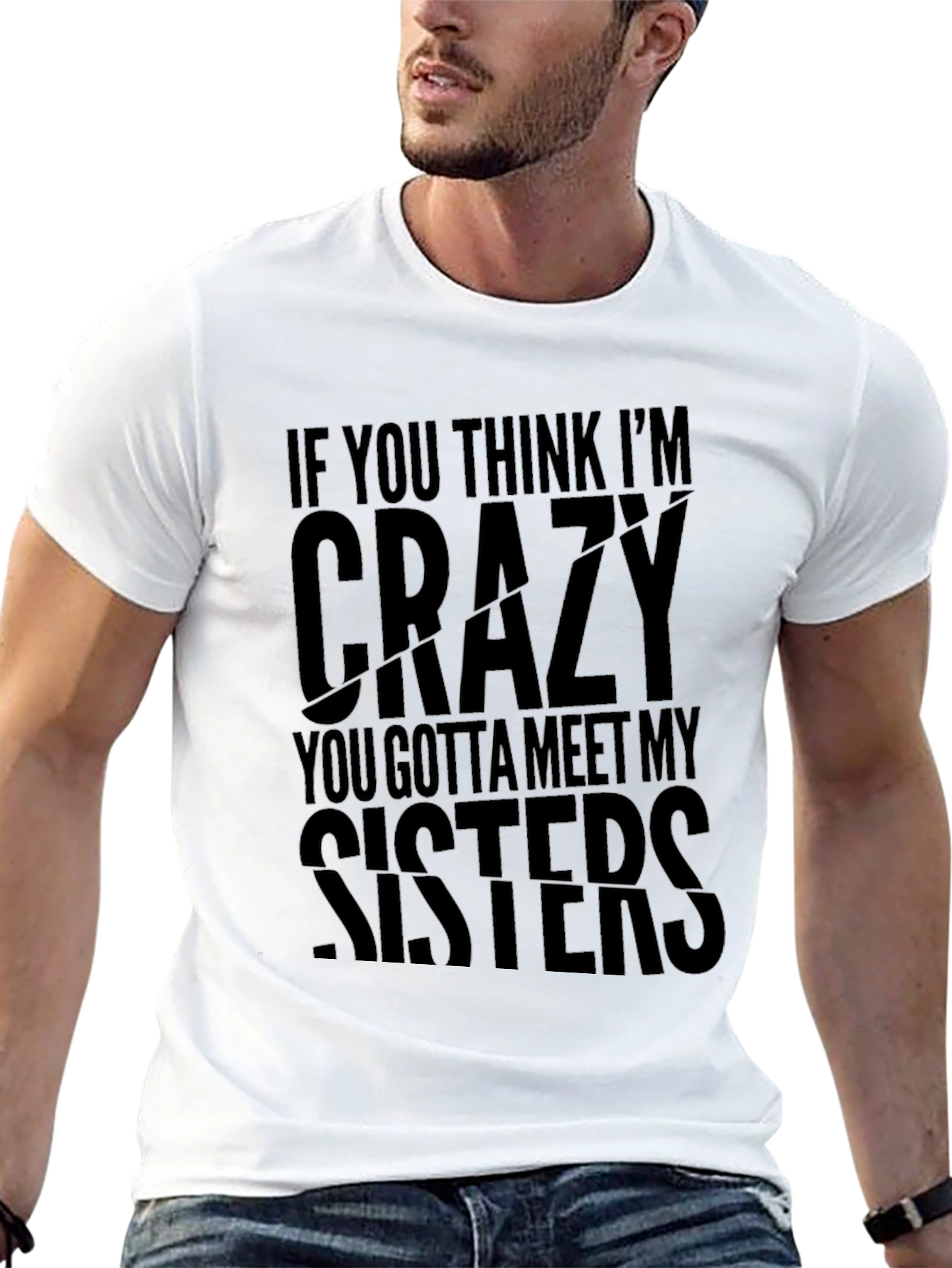 Funny Crazy Sisters Graphic Novelty T-Shirt