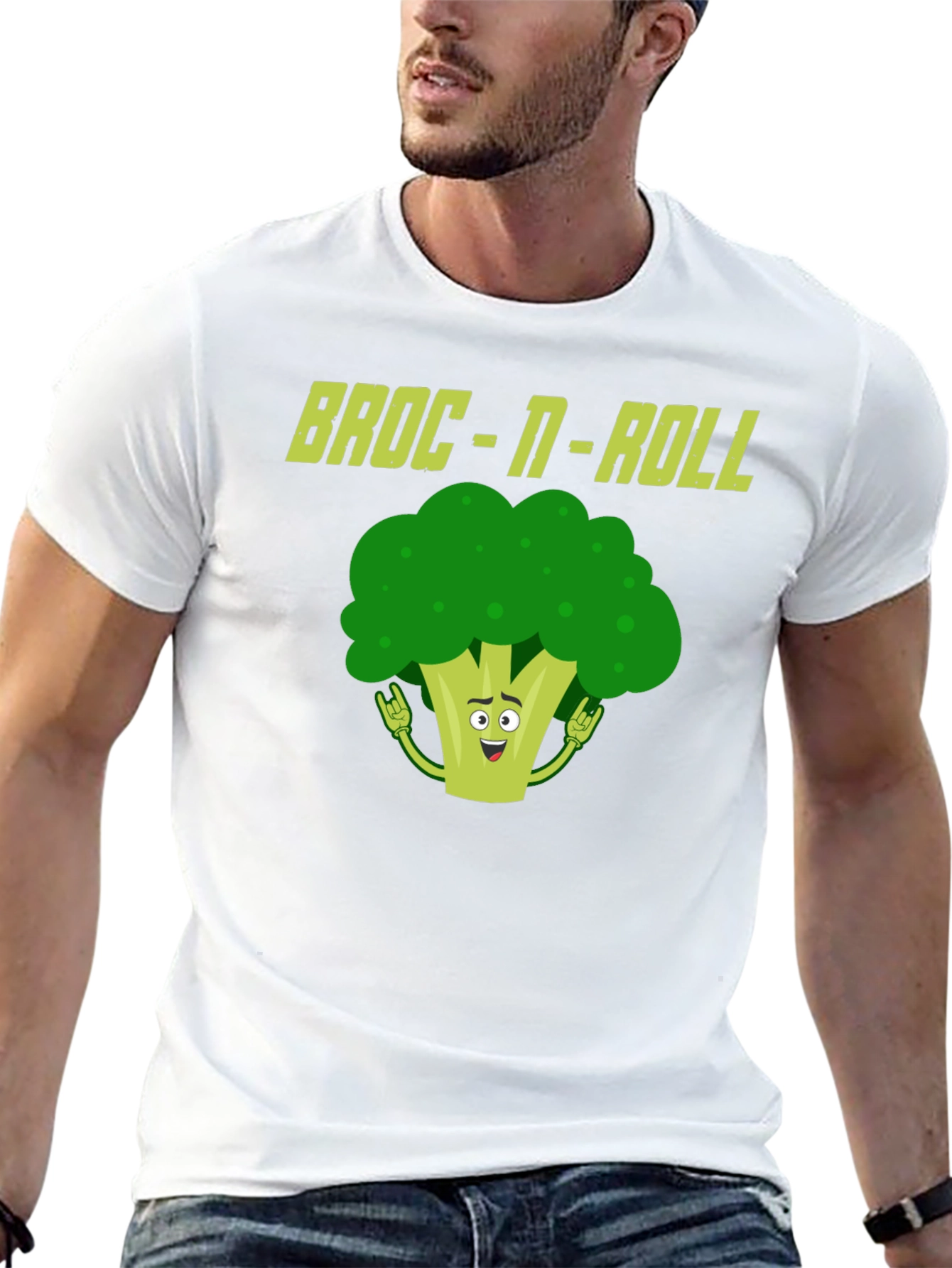 Broc-N-Roll Funny Broccoli Graphic T-Shirt