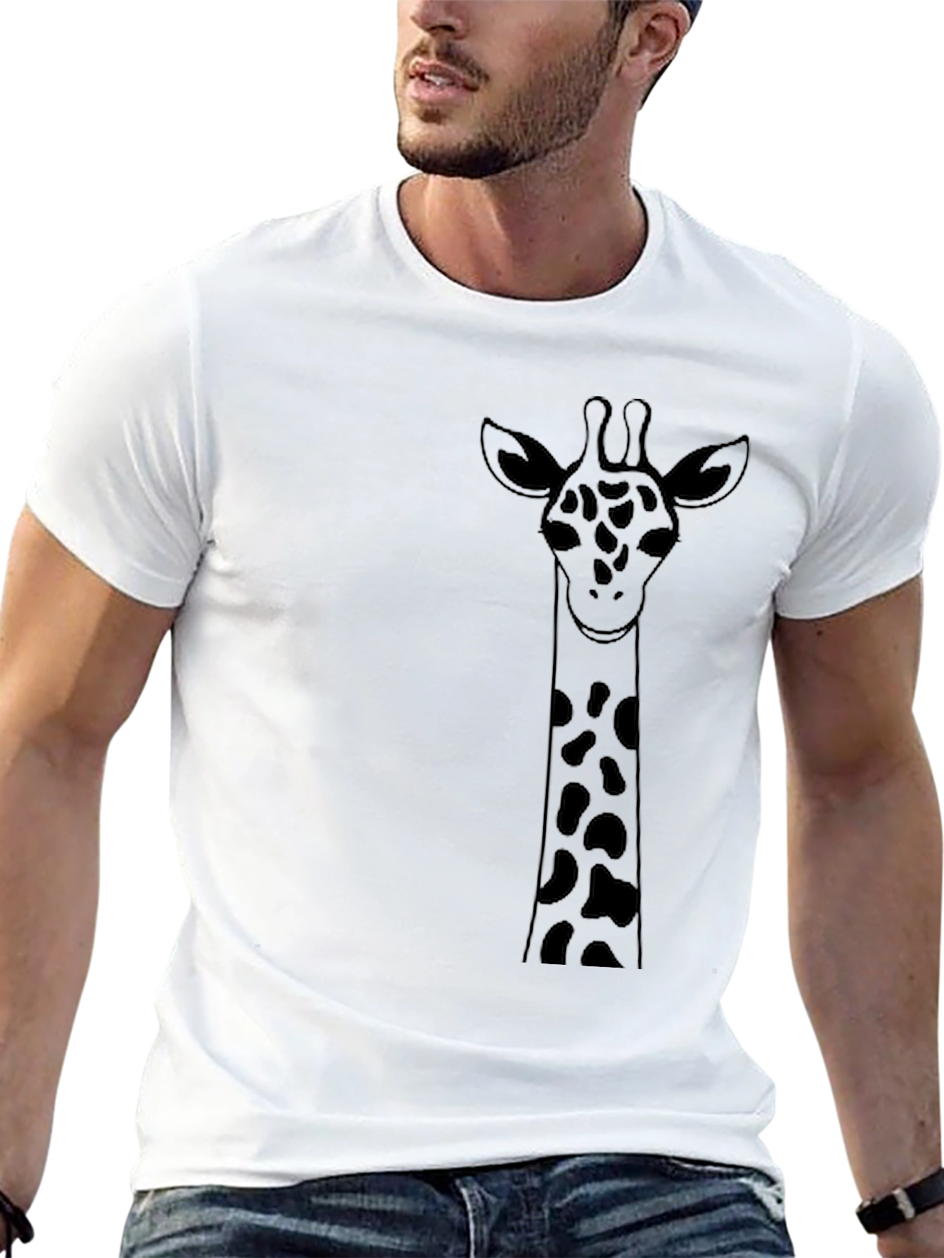 Giraffe Graphic Tee - Black Cotton T-Shirt