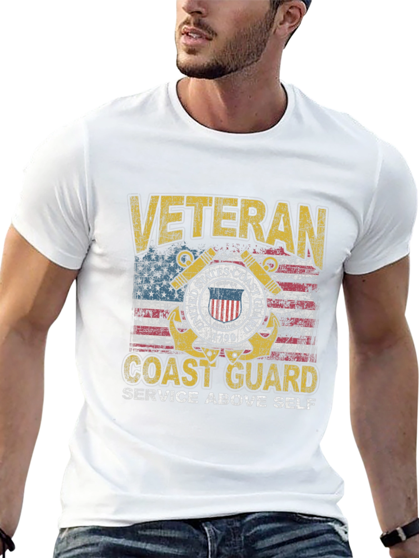 Veteran Coast Guard Distressed Graphic Tee