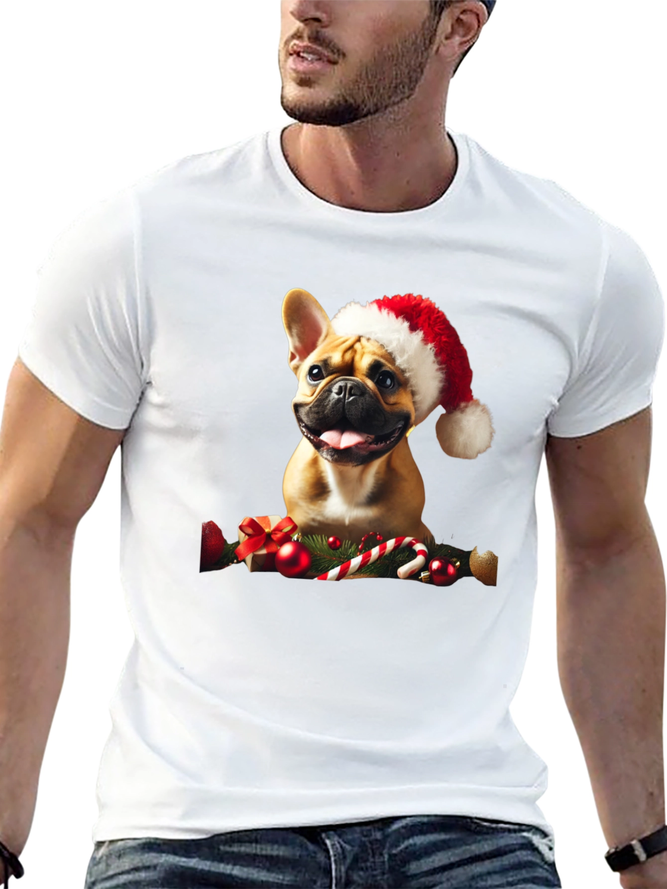 Festive French Bulldog Christmas T-Shirt