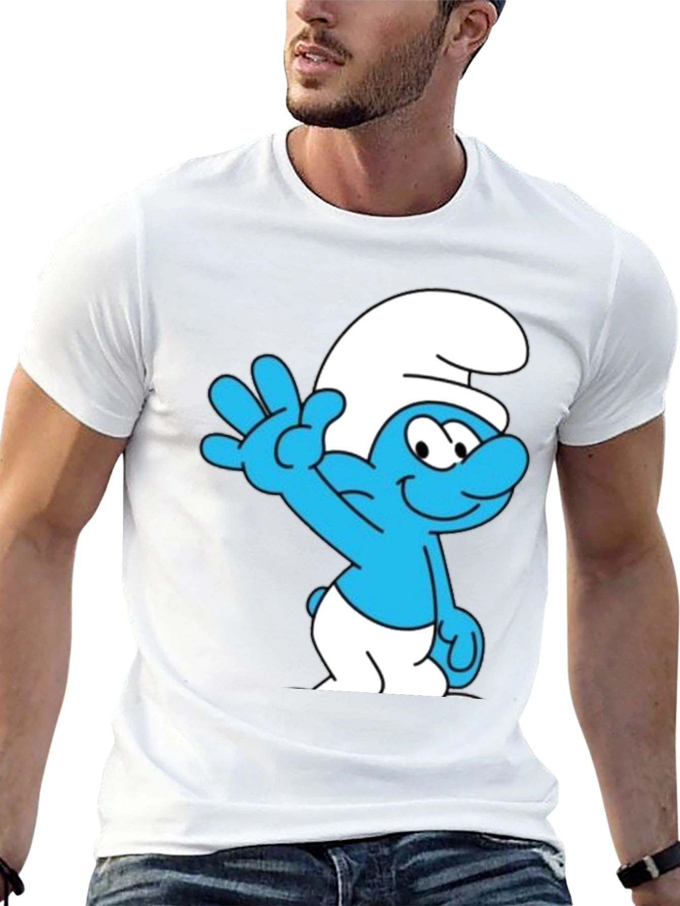 Smurf Cartoon Graphic Black T-Shirt