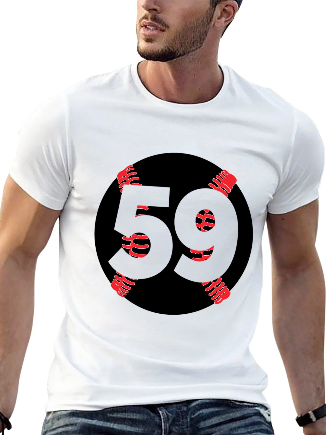 Black T-Shirt with Unique Number 59 Baseball Design