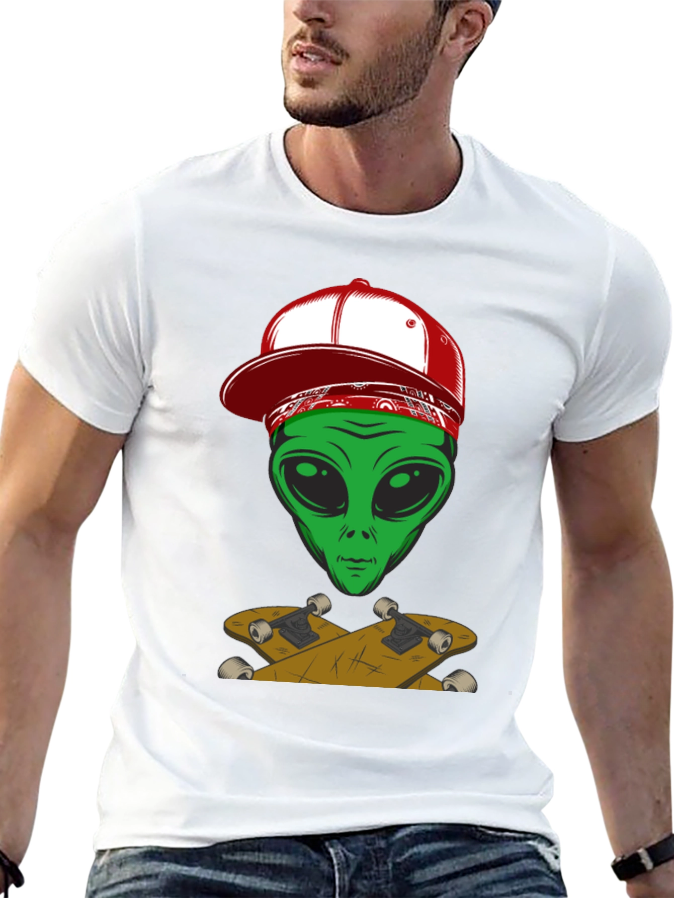Alien Skateboarder Graphic Tee