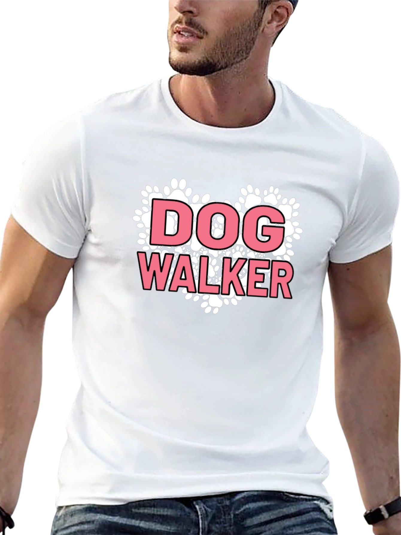 Dog Walker Paw Print Heart Graphic Tee