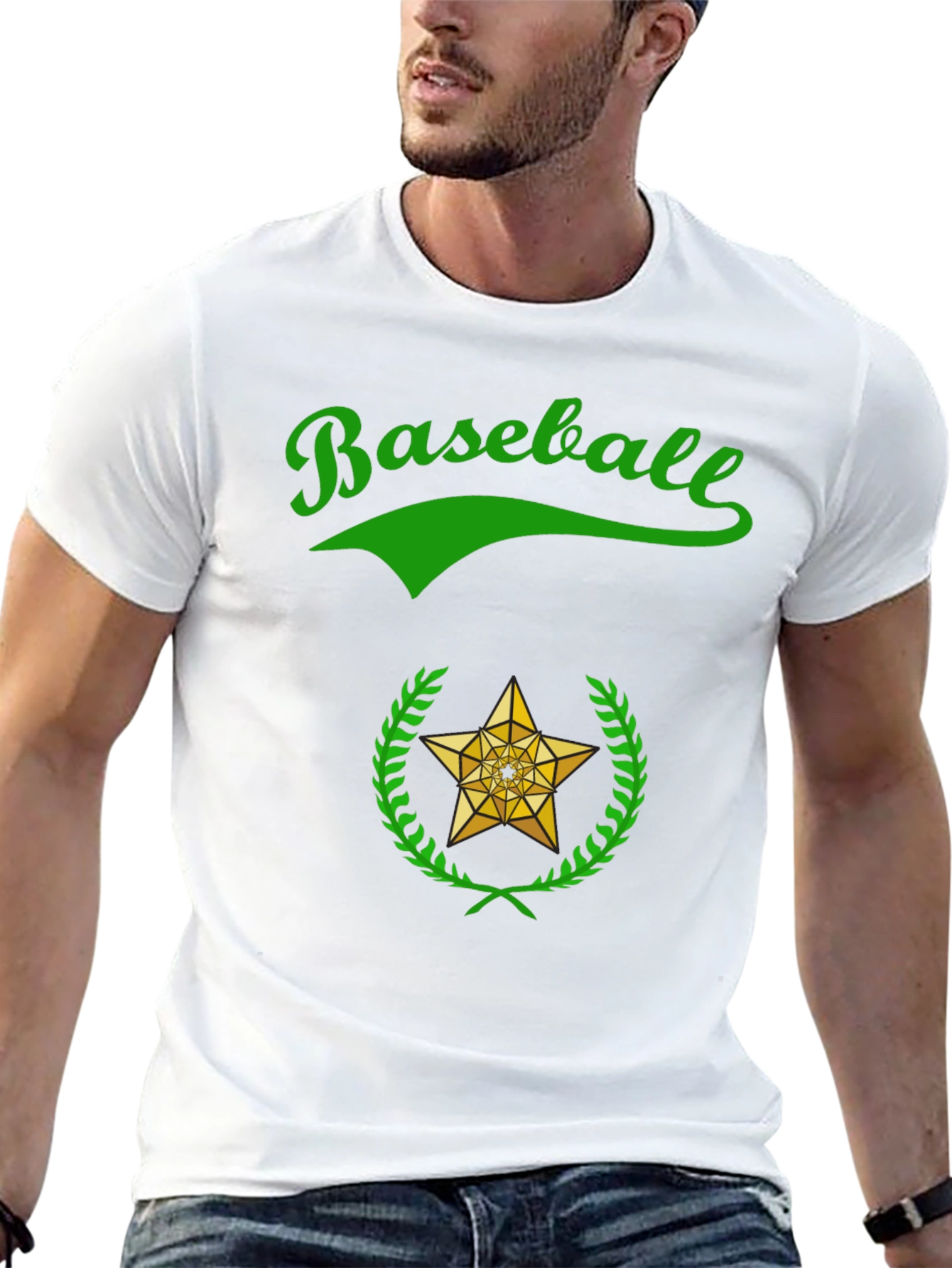 Baseball Star Graphic Tee - Black Cotton T-Shirt