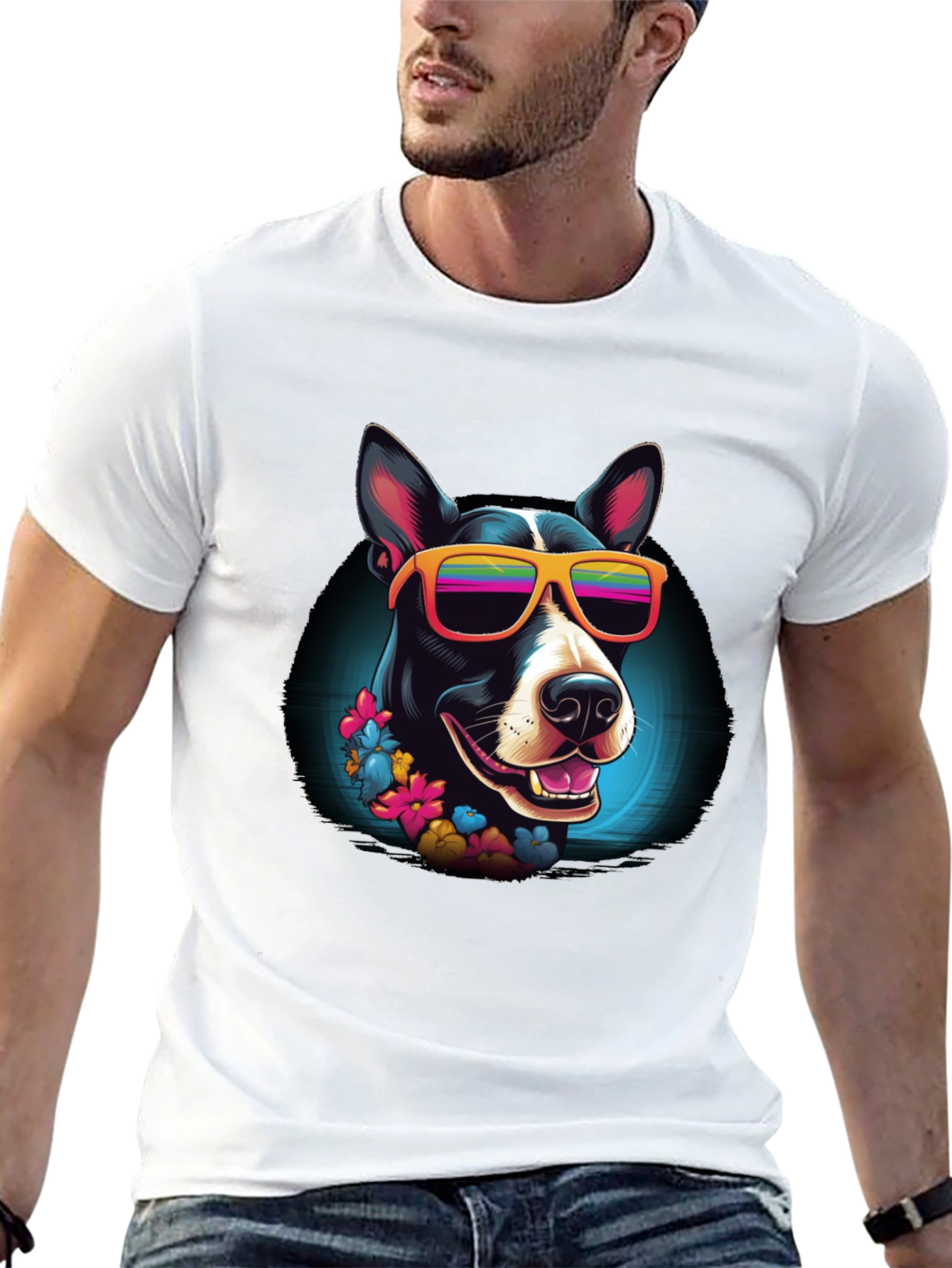 Cool Dog Graphic Tee - Black Cotton T-Shirt