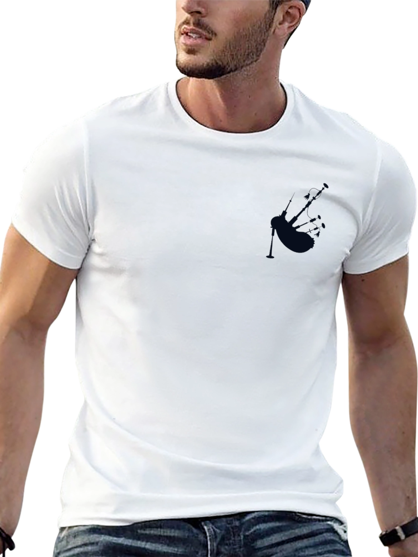 Mens Black Bagpipe Graphic Tee