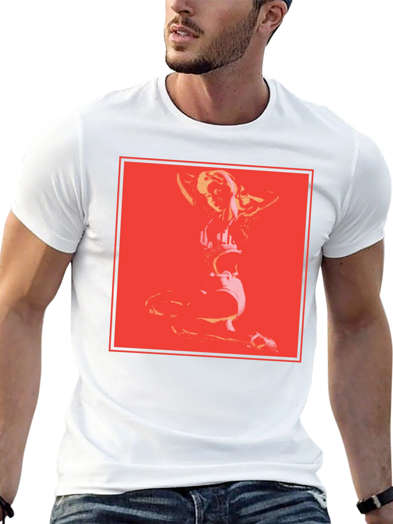 Retro Pop Art Graphic Tee - Black Cotton Blend