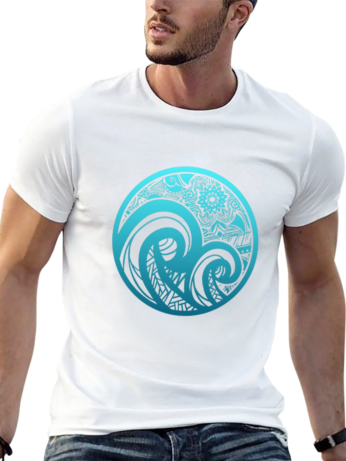 Tribal Wave Graphic T-Shirt - Black