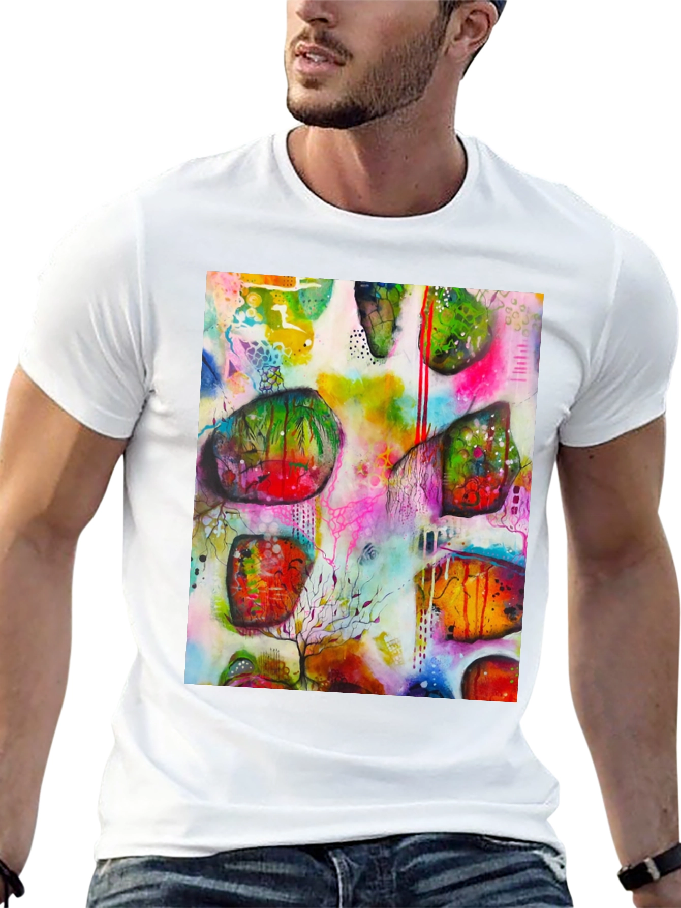 Abstract Art Print Mens Black T-Shirt