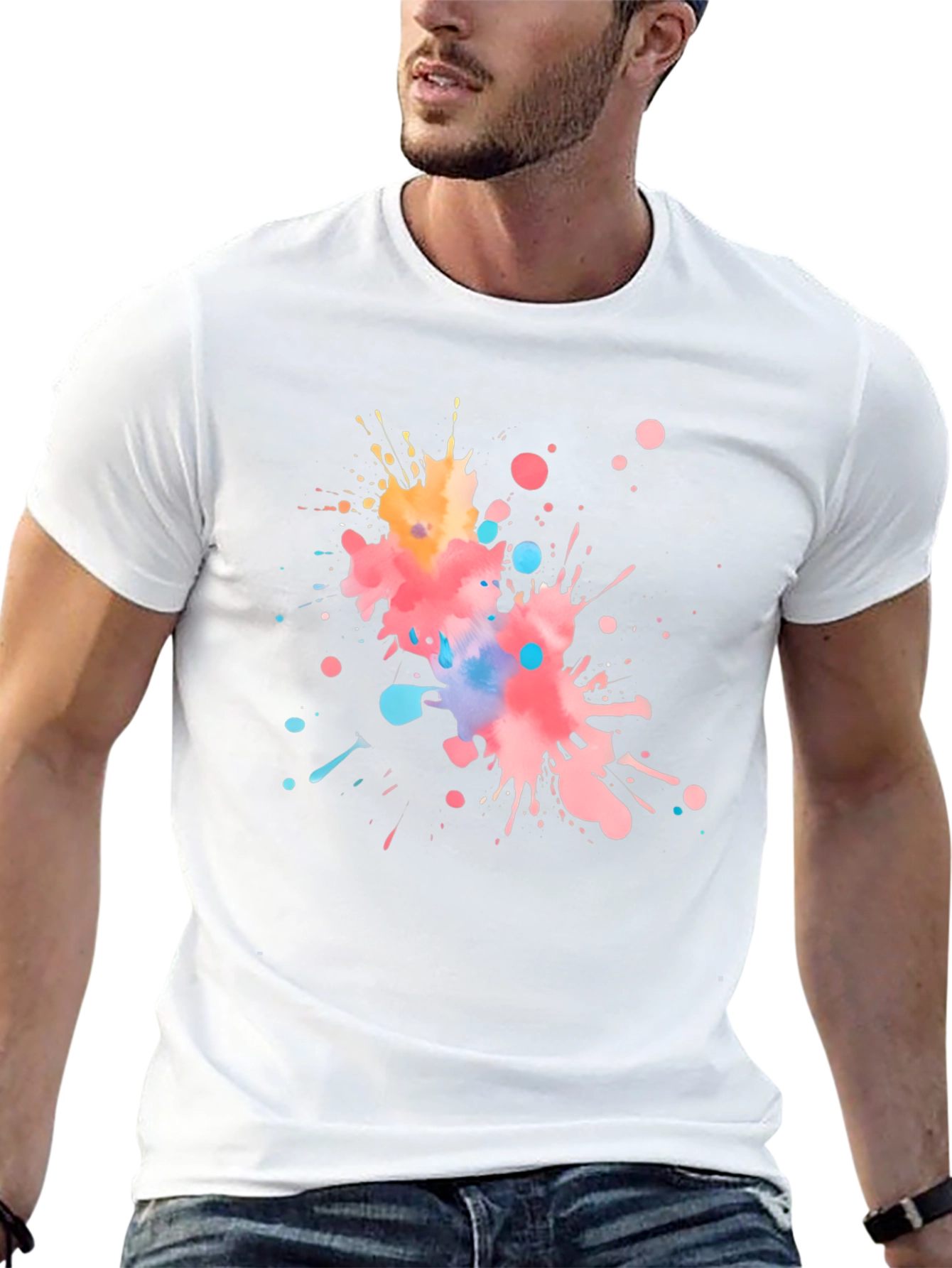 Abstract Splatter Graphic Black T-Shirt